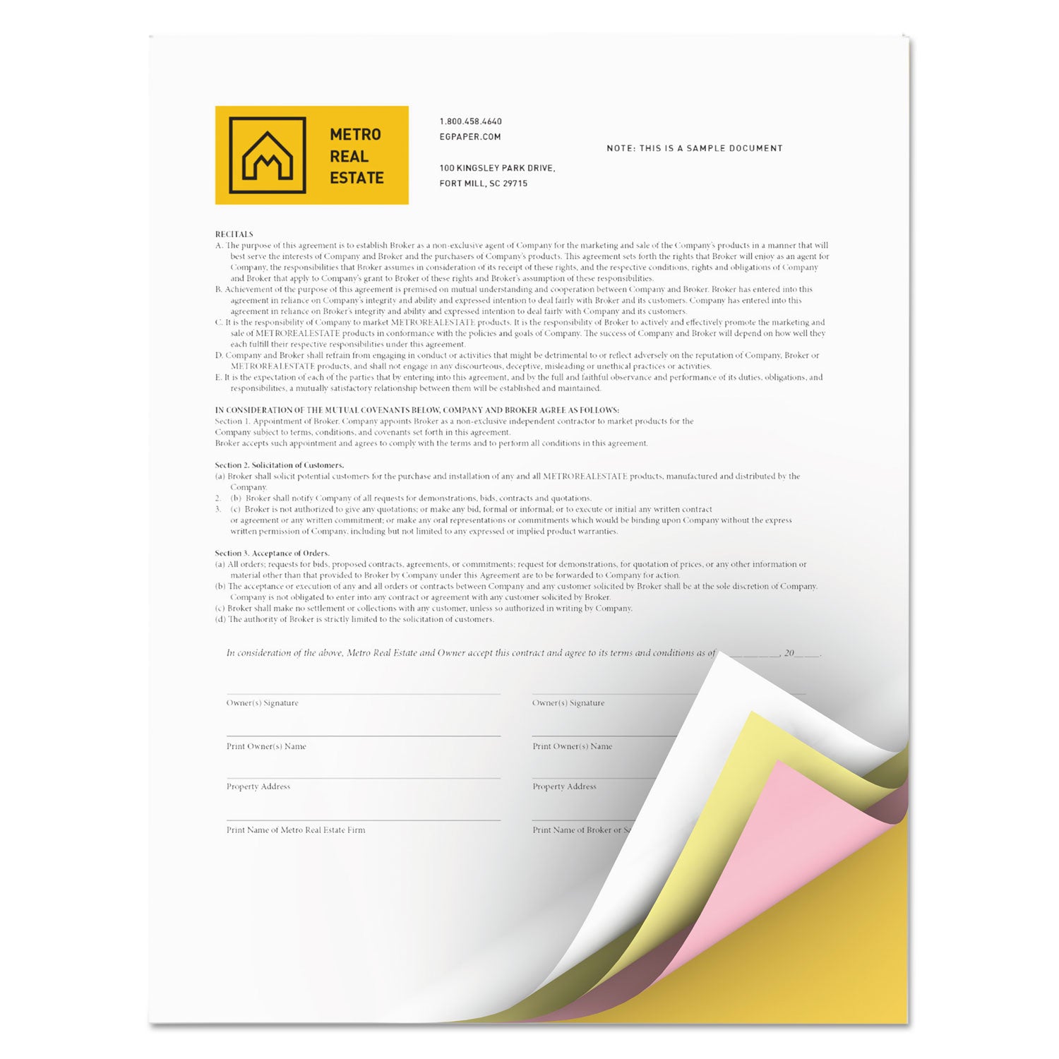 xerox™ Vitality Multipurpose Carbonless 4-Part Paper, 8.5 x 11, Goldenrod/Pink/Canary/White, 5,000/Carton