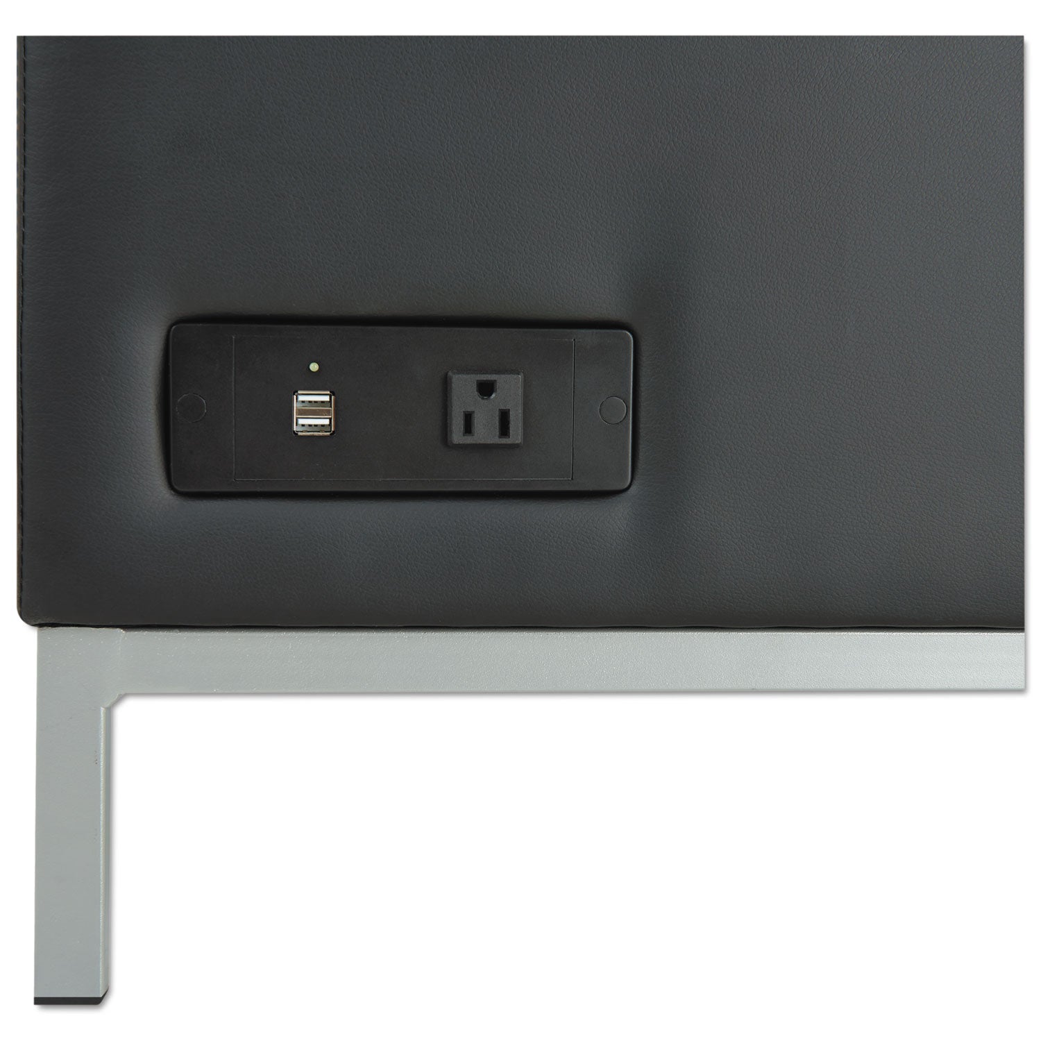 Alera® Alera QUB Series Armless L Sectional, Charging Station Center Seat, AC Outlet, (2) USB Ports, 26.38" x 26.38" x 30.5", Black