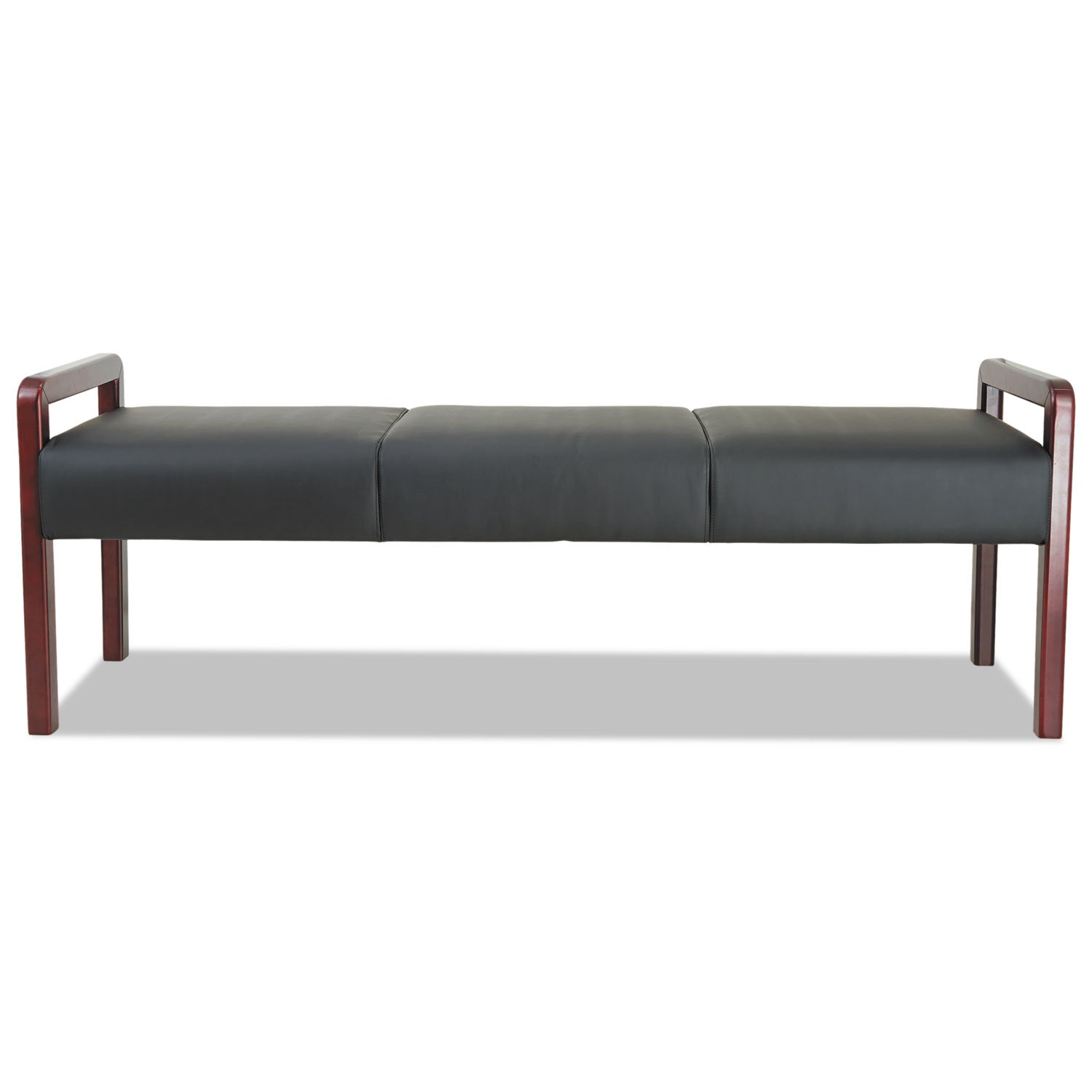 Alera® Alera Reception Lounge WL Series Three-Seat Bench, 65.75" x 22.25" x 22.88", Black Seat, Mahogany Base