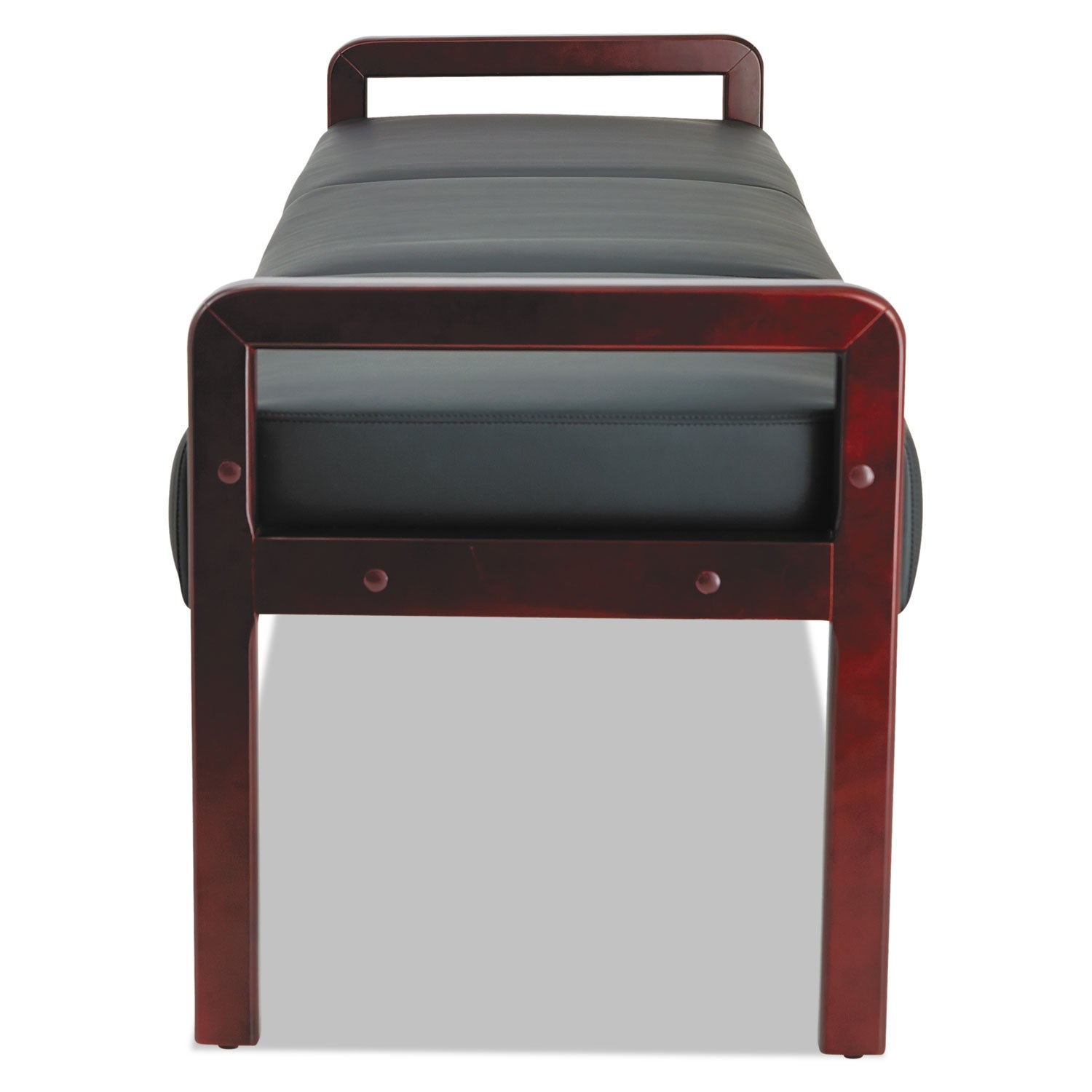 Alera® Alera Reception Lounge WL Series Three-Seat Bench, 65.75" x 22.25" x 22.88", Black Seat, Mahogany Base