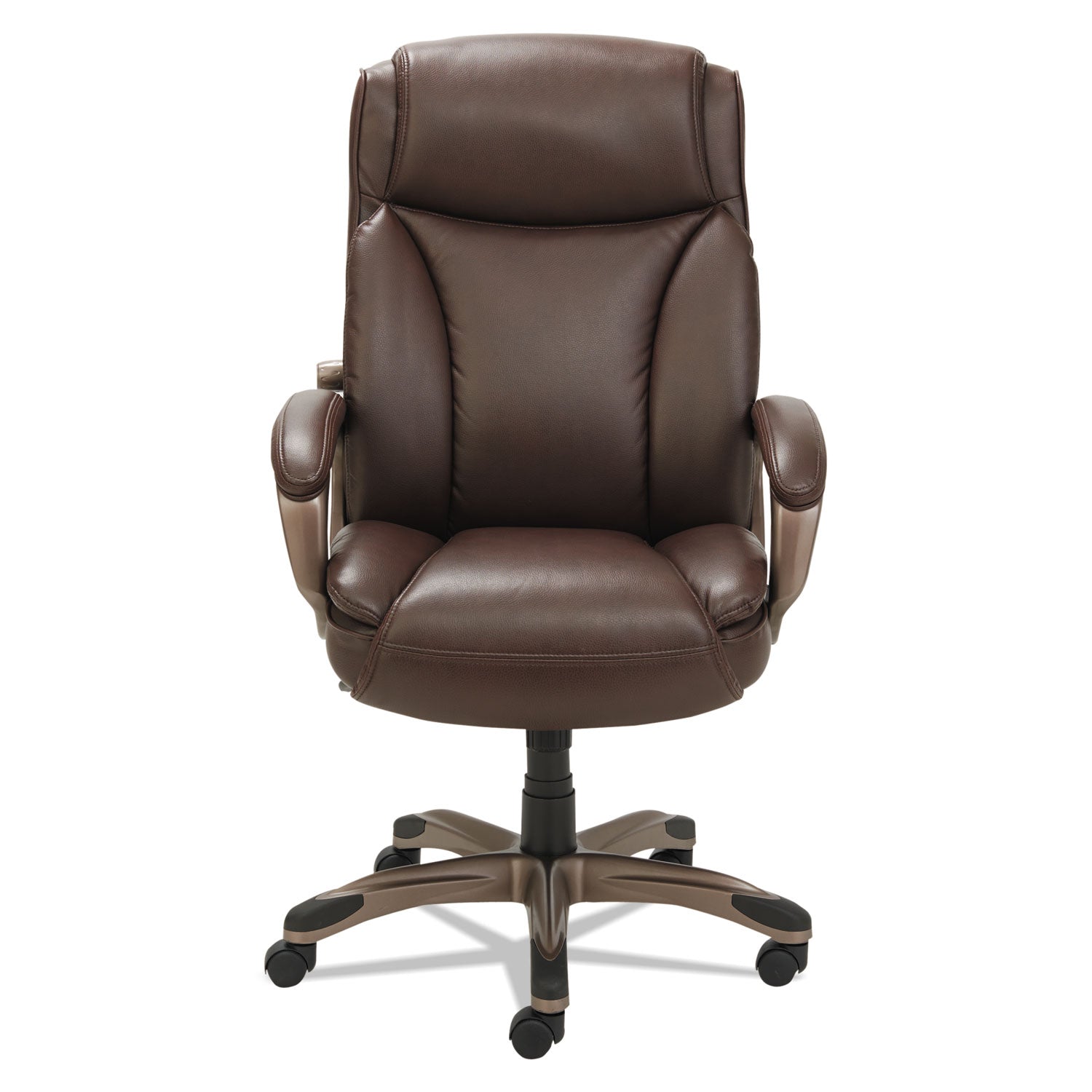 Alera® Alera Veon Series Executive High-Back Bonded Leather Chair, Supports Up To 275 Lb, Brown Seat/back, Bronze Base