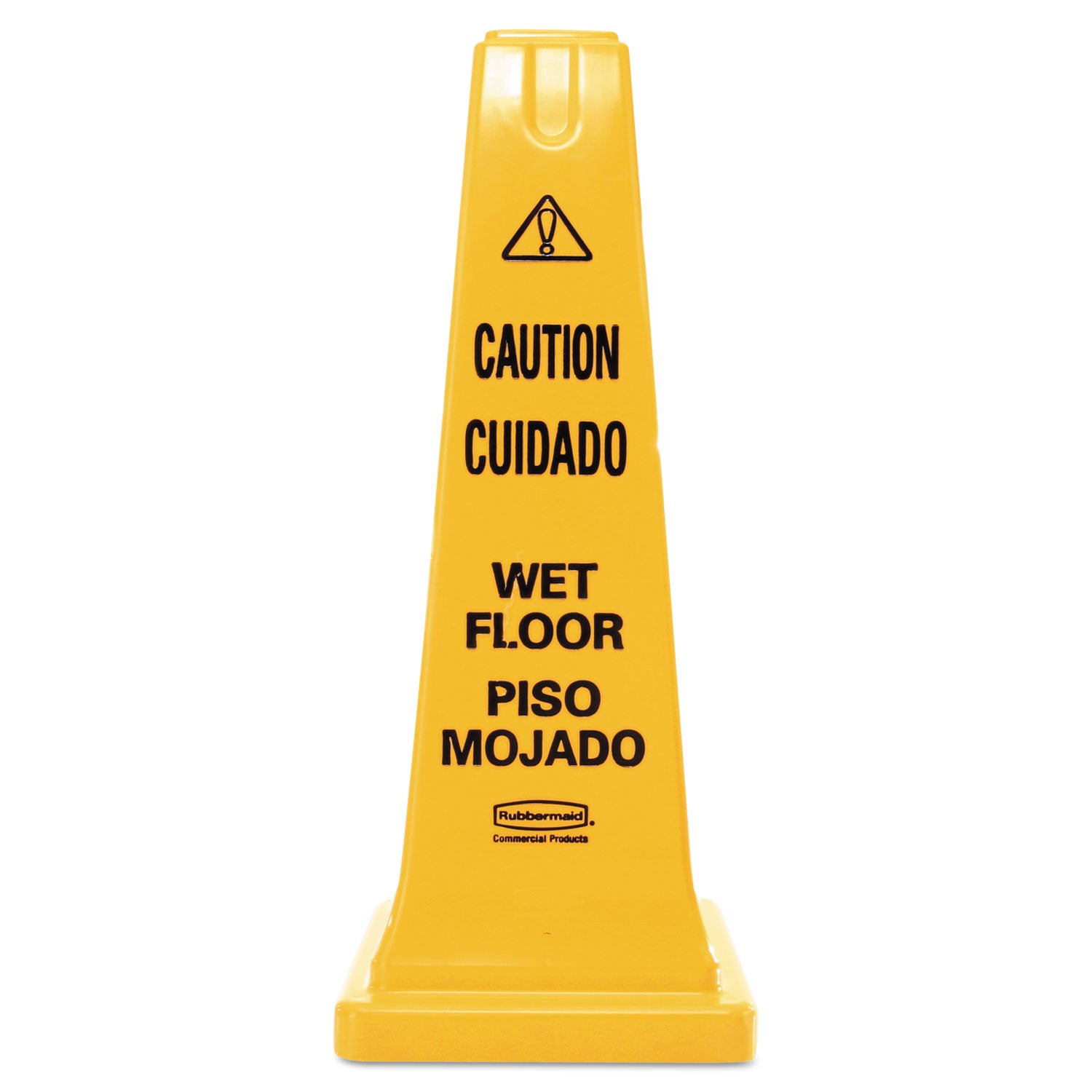 Multilingual Wet Floor Safety Cone, 10.55 x 10.5 x 25.63, Yellow