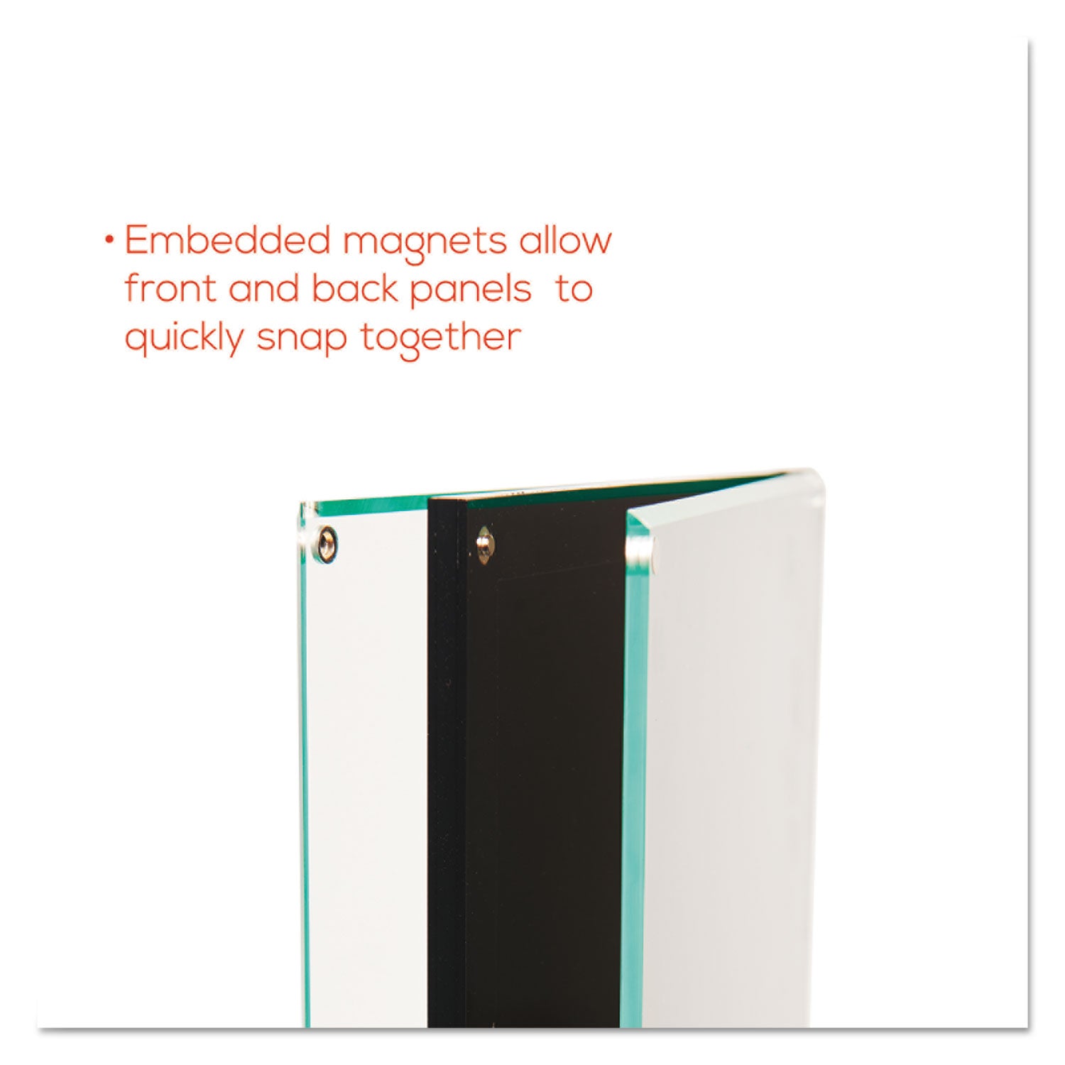 deflecto® Double-Sided Magnetic Sign Display, 8.5 x 11 Insert, 56" Tall, Clear/Black