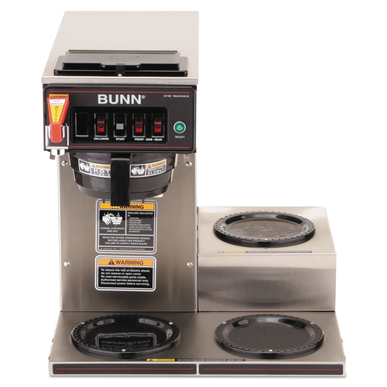 BUNN® CWTF-3 Three Burner Automatic Coffee Brewer, 12-Cup, Black/Stainless Steel