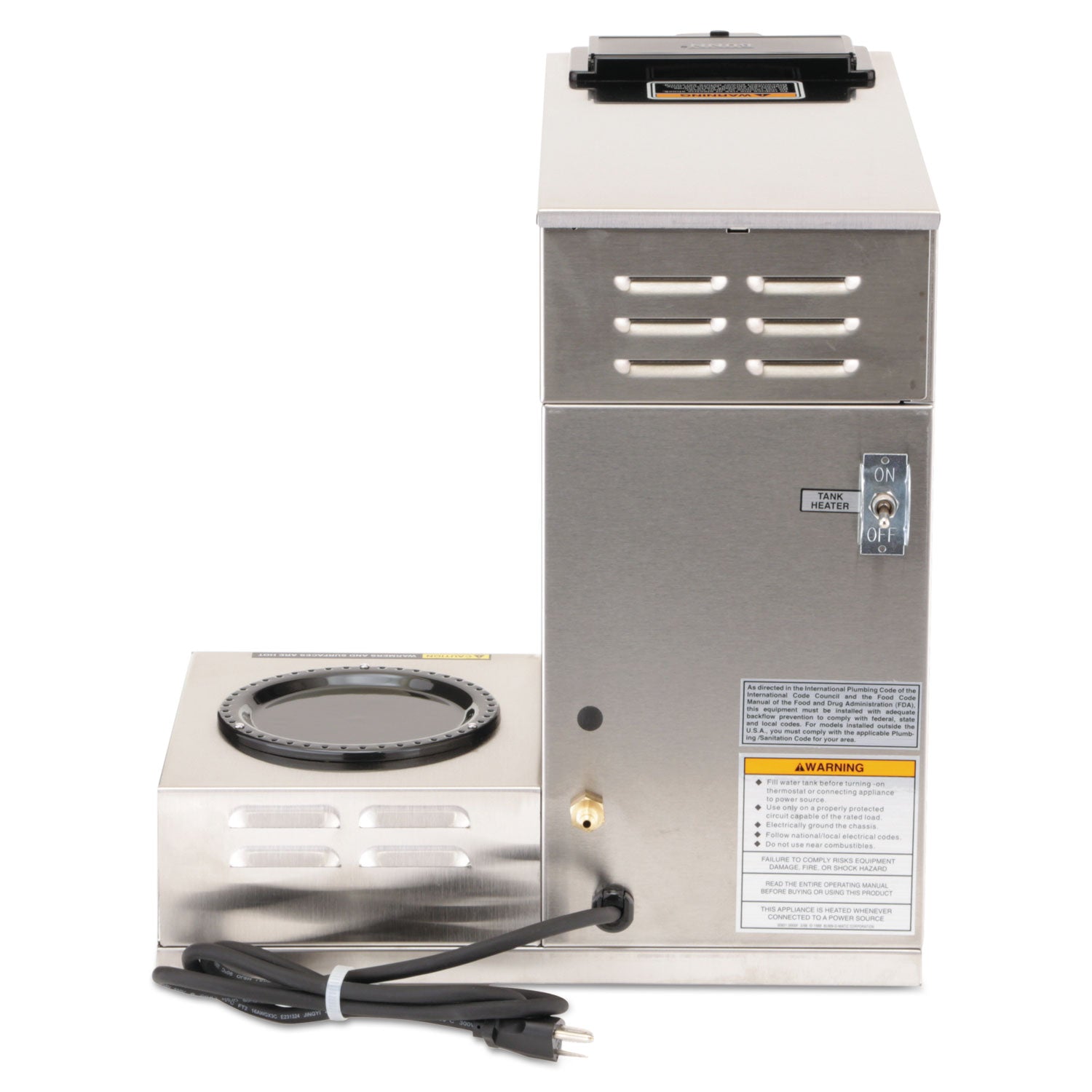 BUNN® CWTF-3 Three Burner Automatic Coffee Brewer, 12-Cup, Black/Stainless Steel