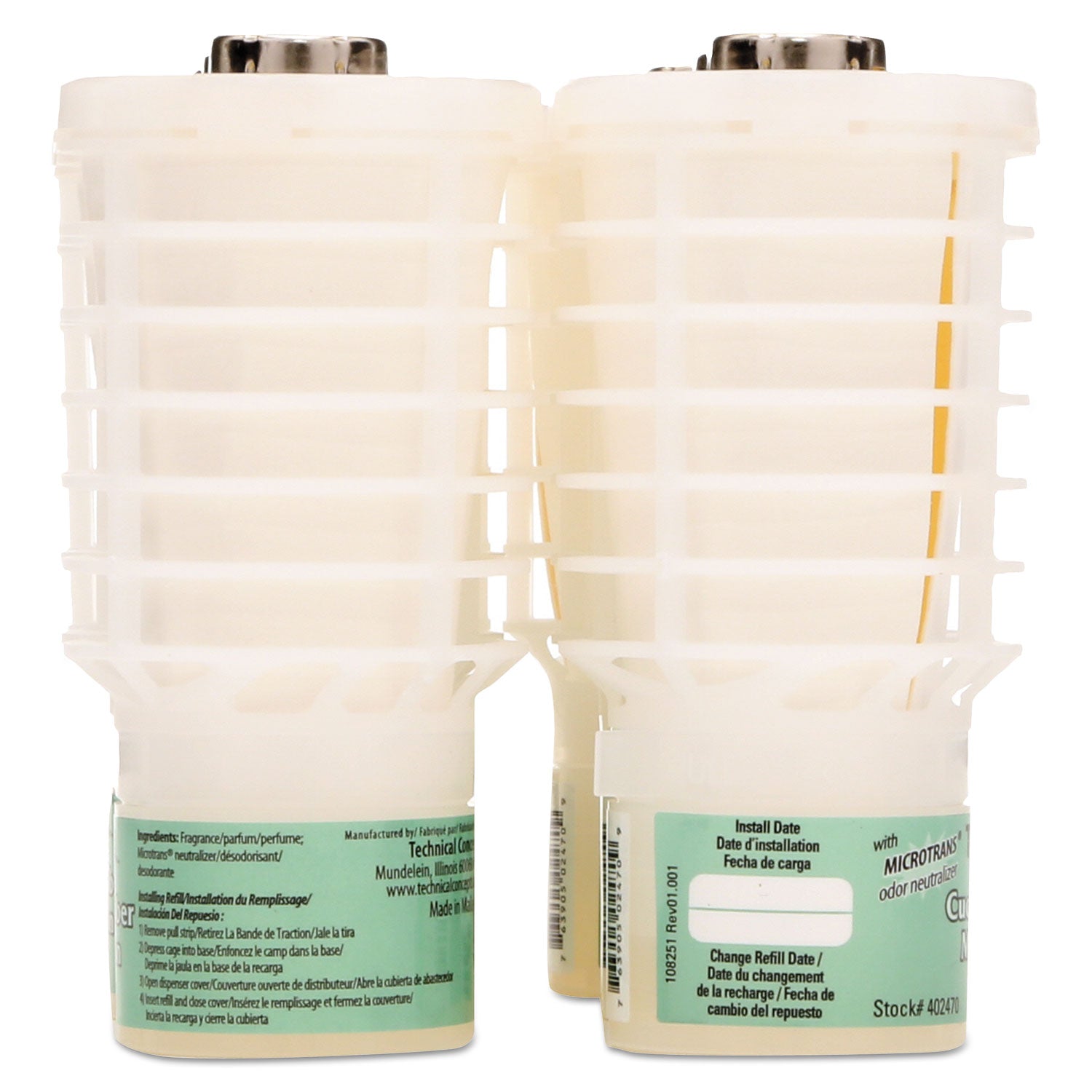 Rubbermaid® Commercial Tcell Microtrans Odor Neutralizer Refill, Cucumber Melon, 1.62 Oz, 6/carton