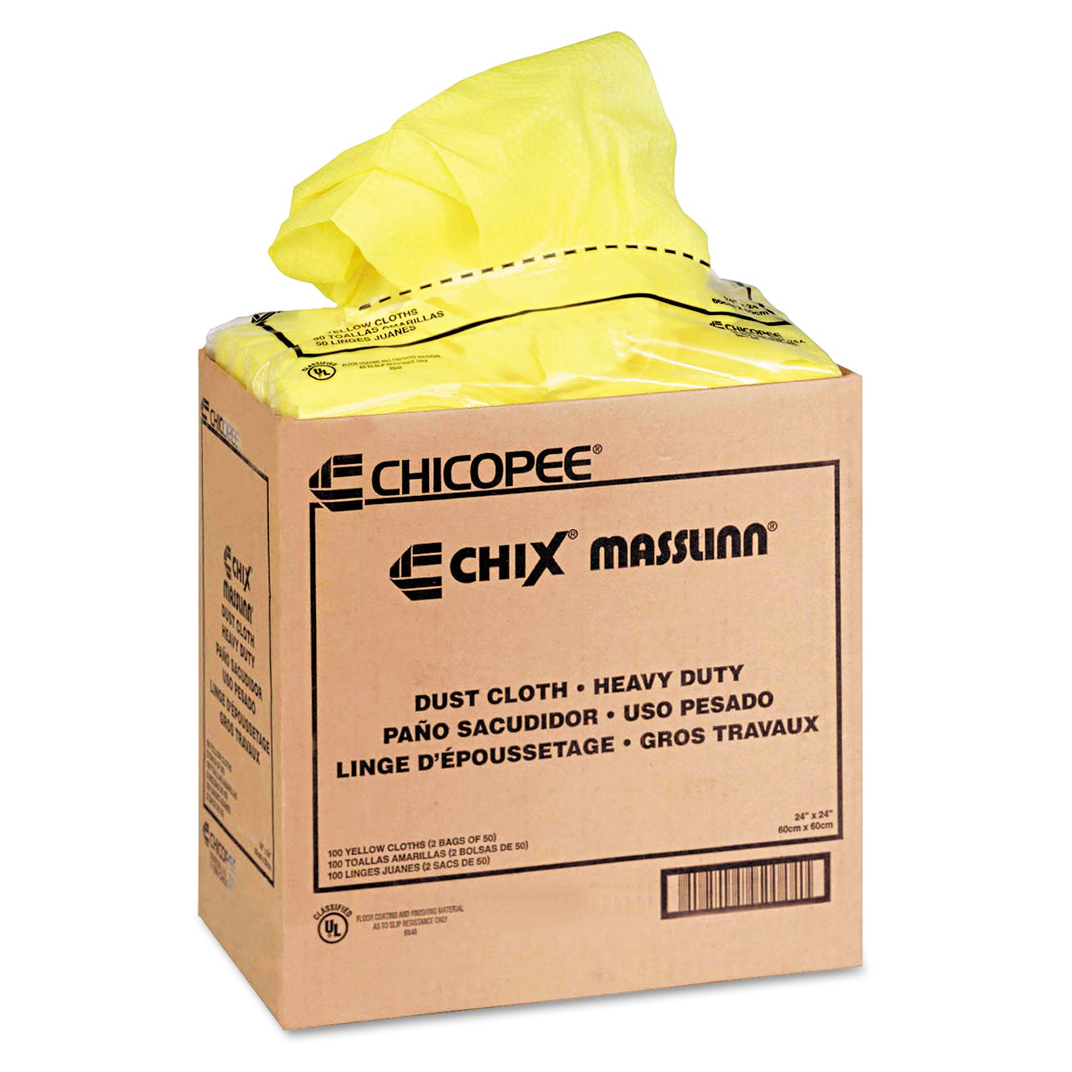 Chix® Masslinn Dust Cloths, 24 X 24, Yellow, 50/bag, 2 Bags/carton