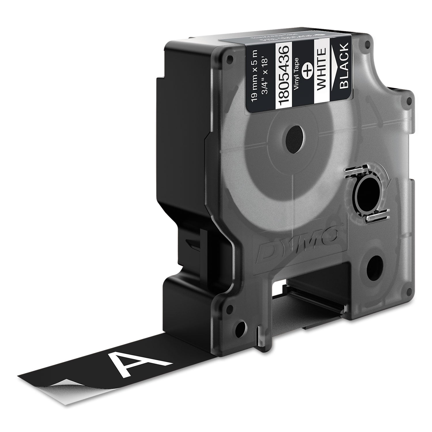 DYMO® Rhino Permanent Vinyl Industrial Label Tape, 0.75" X 18 Ft, Black/white Print