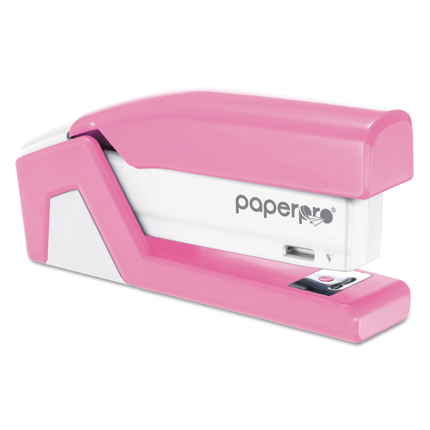 Bostitch® Incourage Spring-Powered Compact Stapler With Antimicrobial Protection, 20-Sheet Capacity, Pink/gray