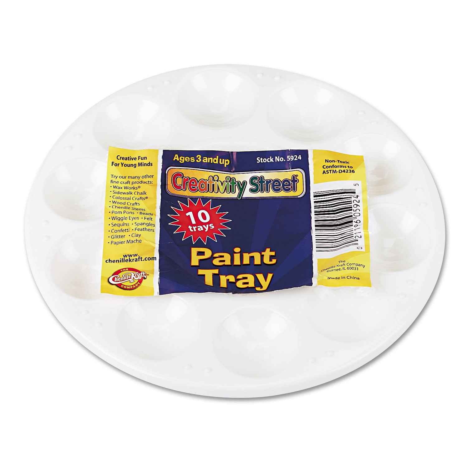Creativity Street® Round Plastic Paint Trays For Classroom, White, 10/pack