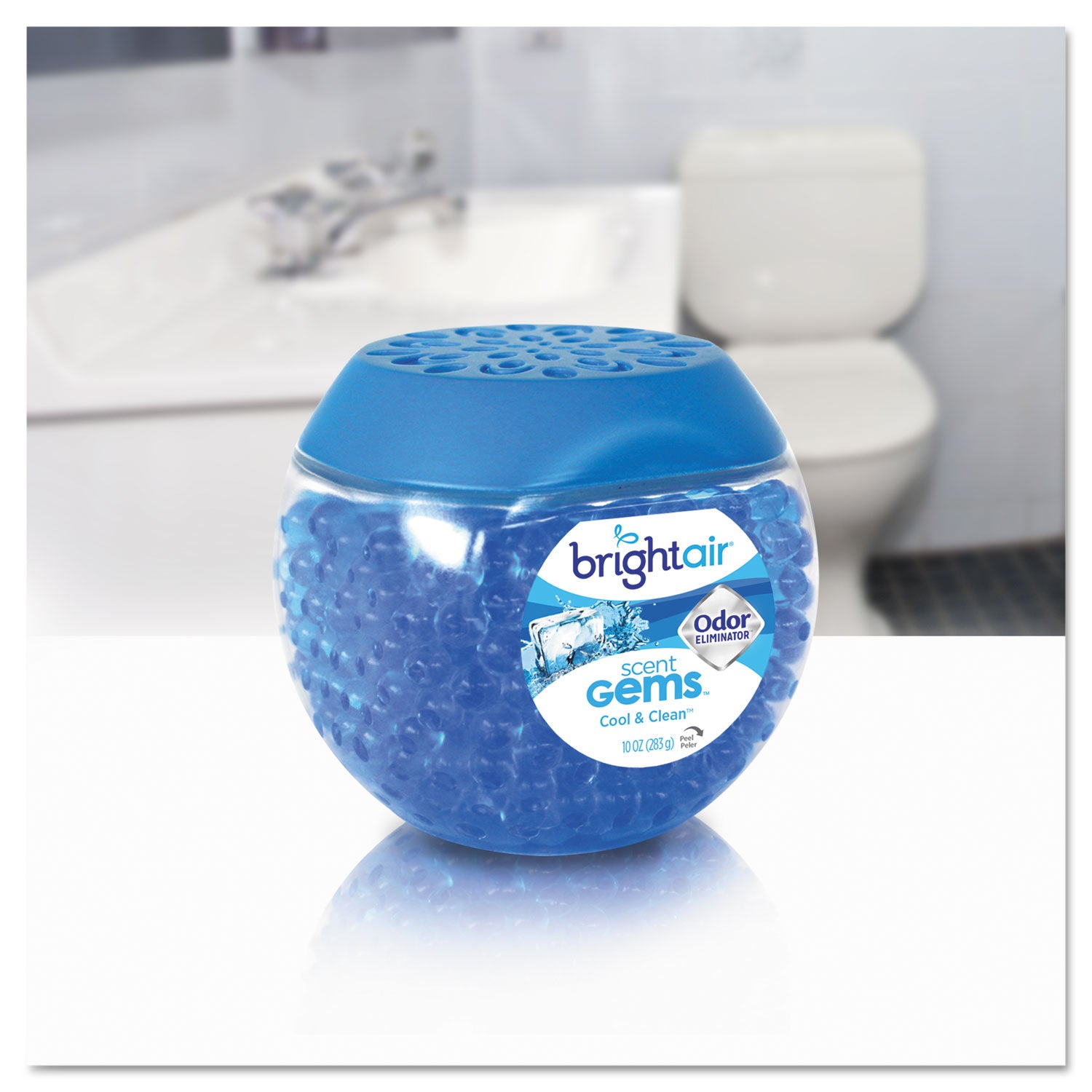 BRIGHT Air® Scent Gems Odor Eliminator, Cool And Clean, Blue, 10 Oz Jar, 6/carton