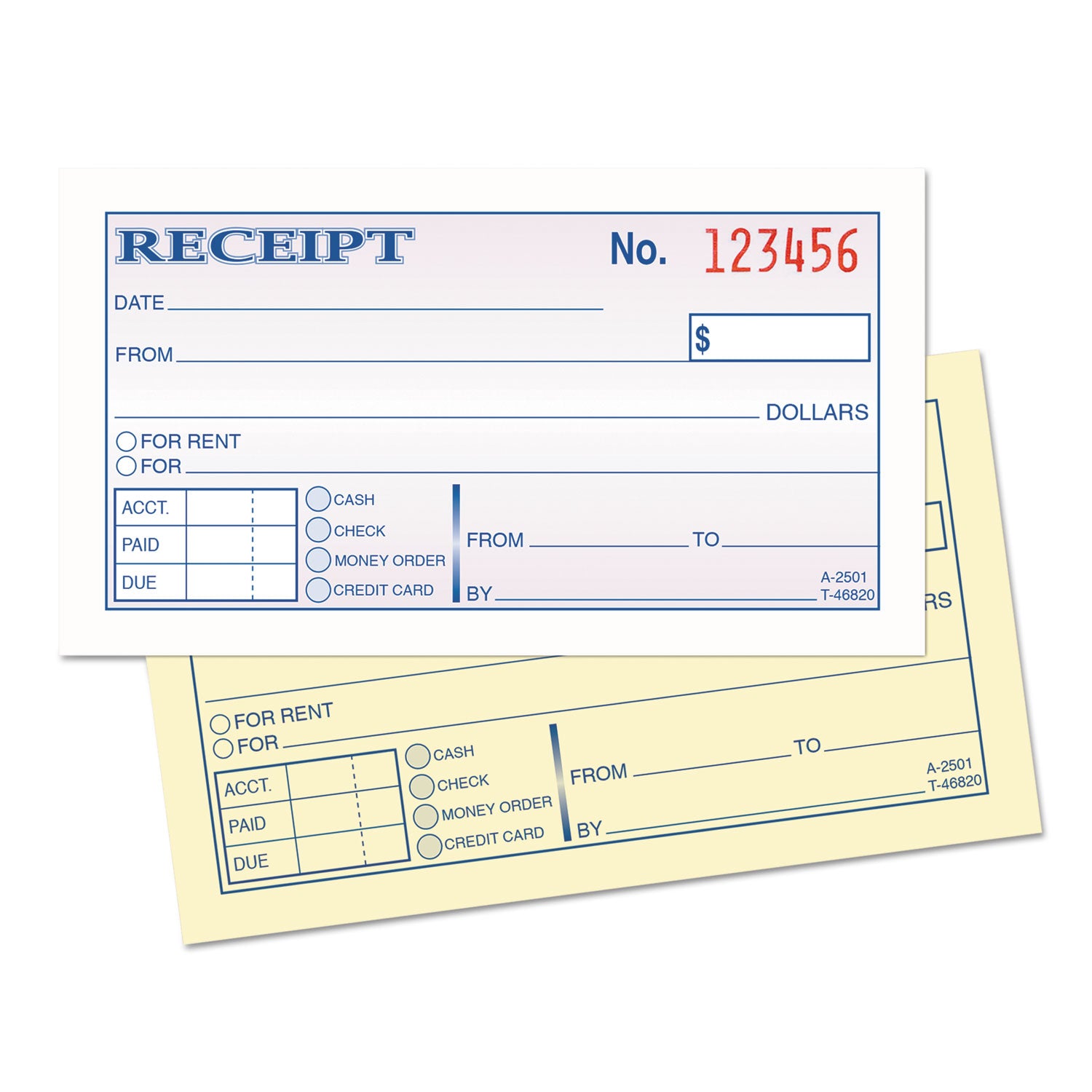 TOPS™ Money and Rent Receipt Books, Two-Part Carbonless, 4.78 X 2.75, 50 Forms Total