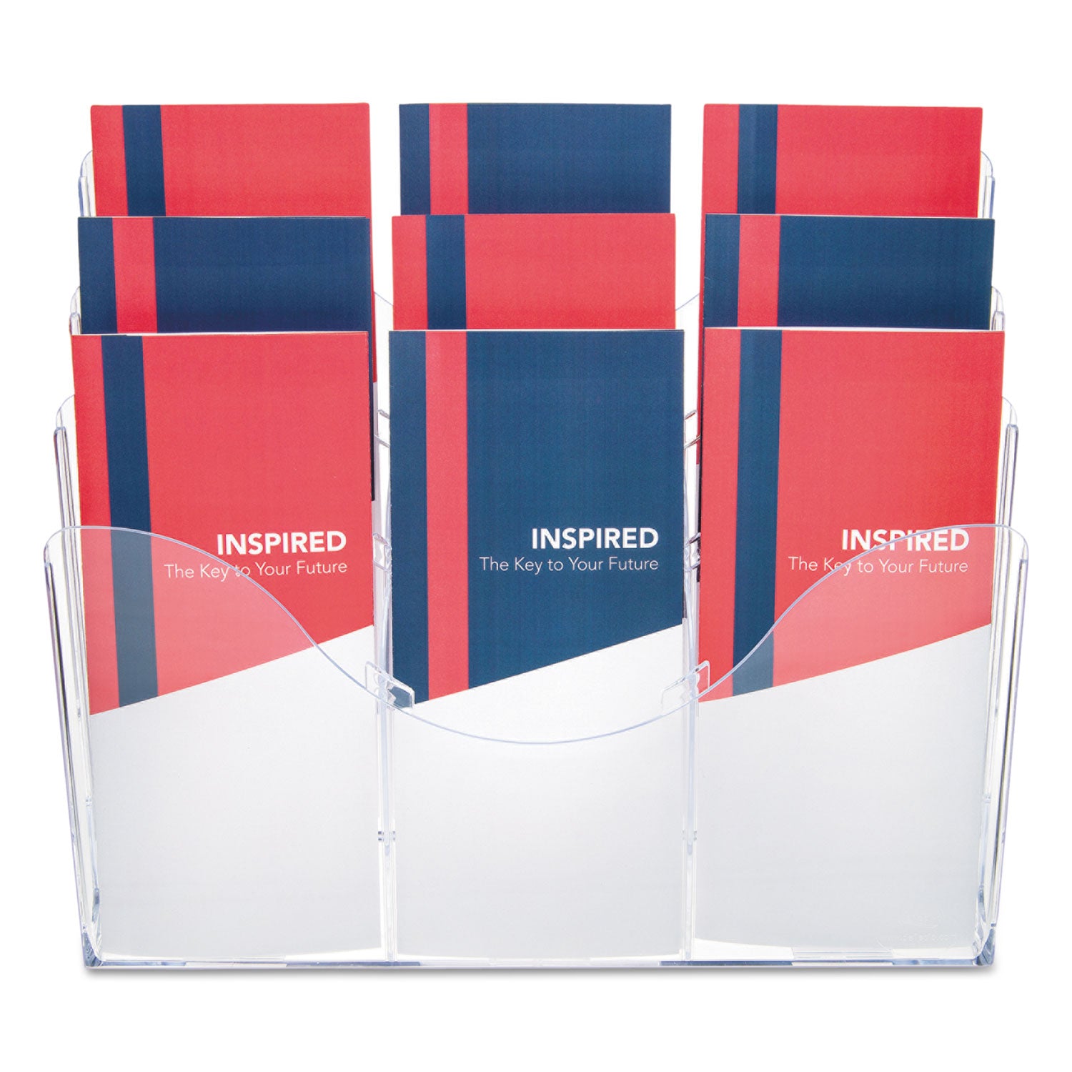 deflecto® 3-Tier Document Organizer W/6 Removable Dividers, 14w X 3.5d X 11.5h, Clear