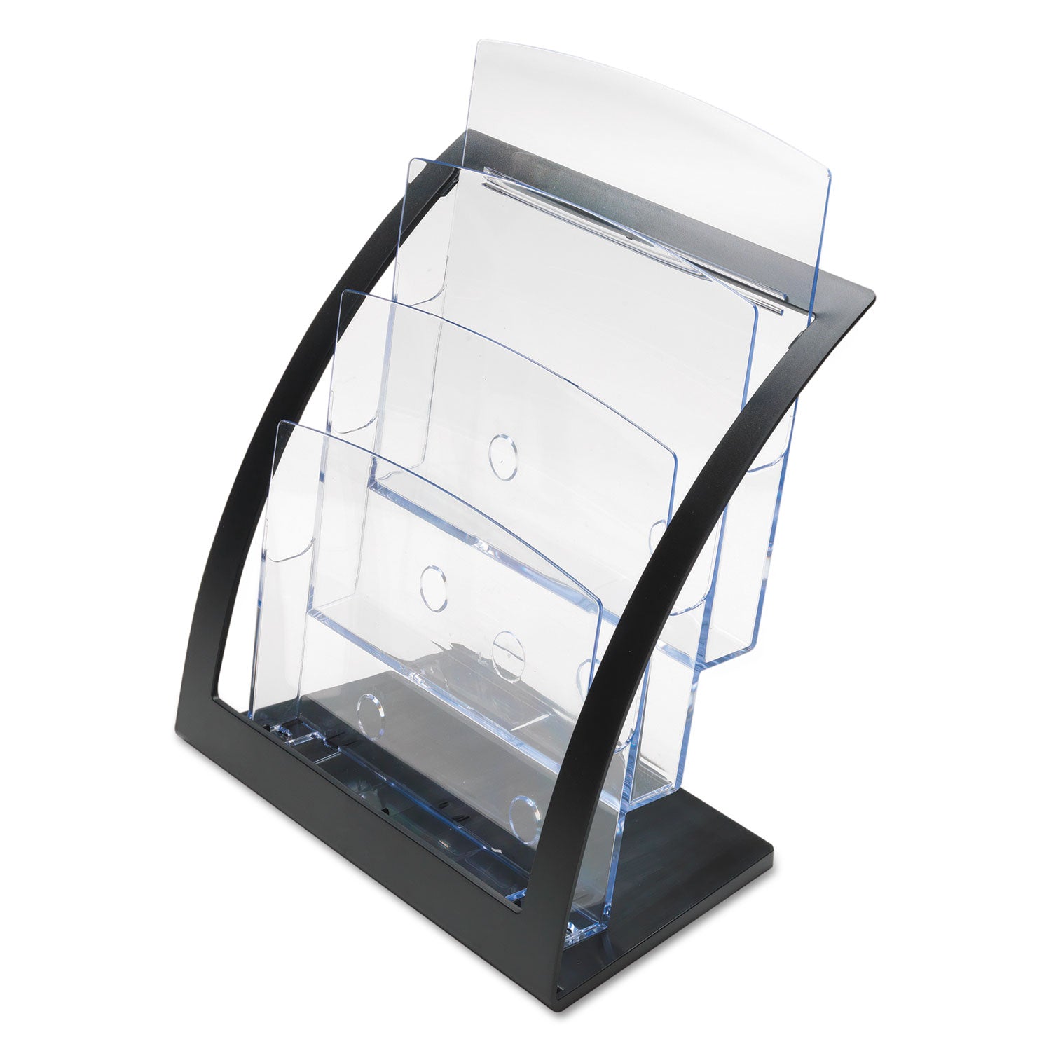 deflecto® 3-Tier Literature Holder, Leaflet Size, 11.25w x 6.94d x 13.31h, Black