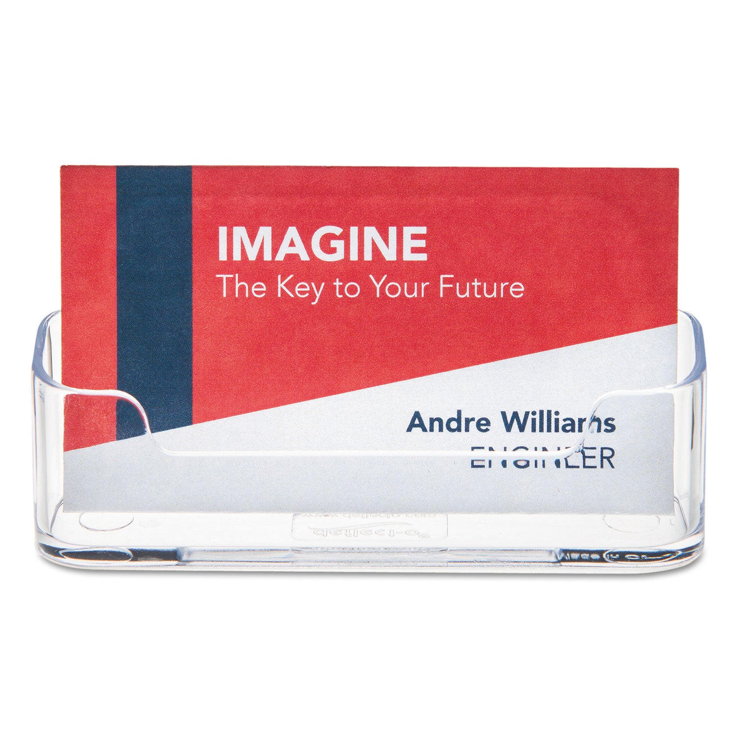 deflecto® Horizontal Business Card Holder, Holds 50 Cards, 3.88 X 1.38 X 1.81, Plastic, Clear