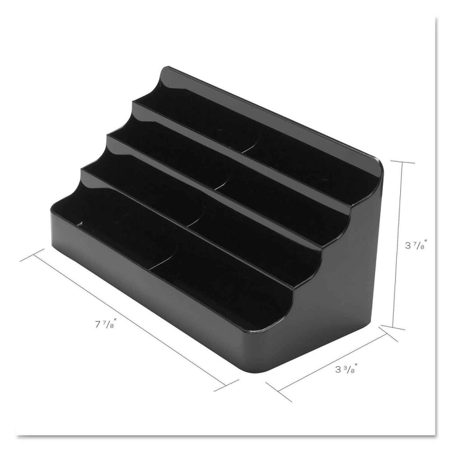 deflecto® 8-Tier Recycled Business Card Holder, Holds 400 Cards, 7.88 X 3.88 X 3.38, Plastic, Black