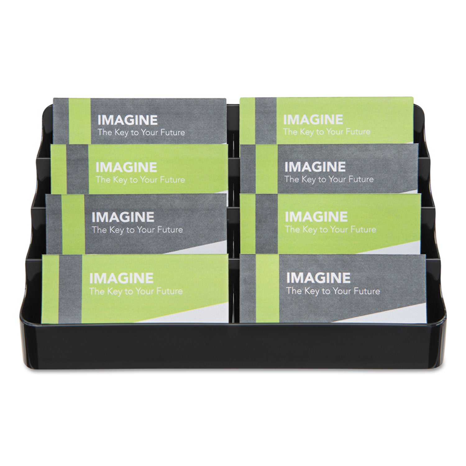 deflecto® 8-Tier Recycled Business Card Holder, Holds 400 Cards, 7.88 X 3.88 X 3.38, Plastic, Black
