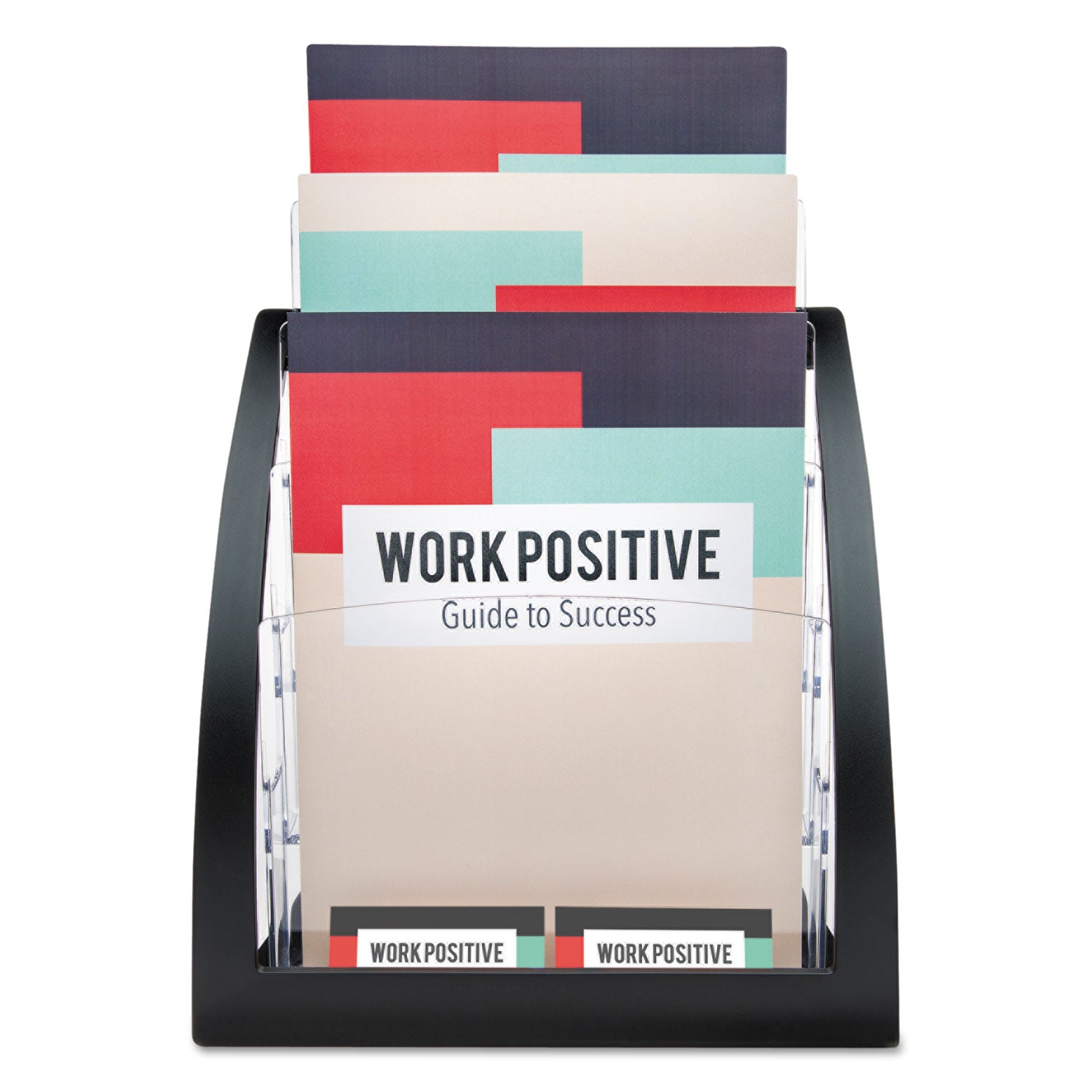 deflecto® 3-Tier Literature Holder, Leaflet Size, 11.25w x 6.94d x 13.31h, Black