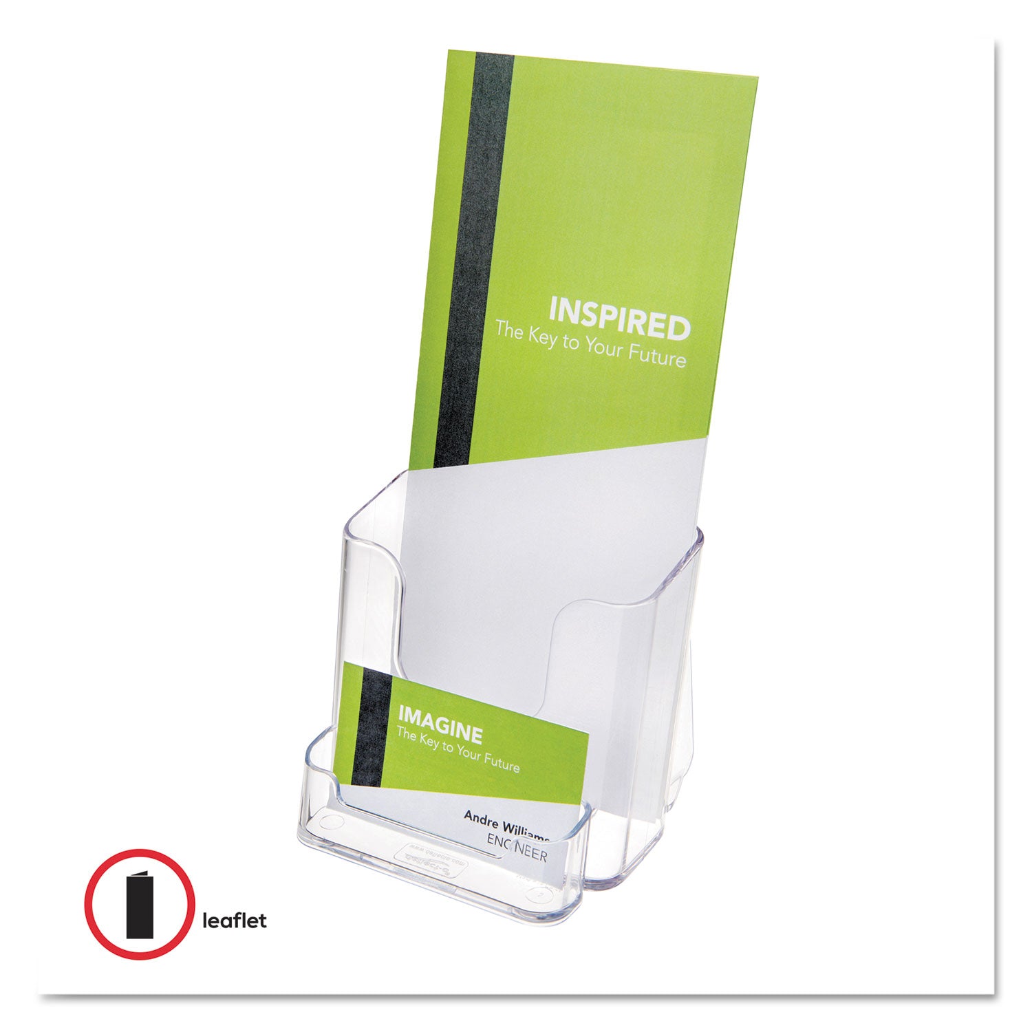 deflecto® Docuholder For Countertop/wall-Mount W/card Holder, 4.38w X 4.25d X 7.75h, Clear