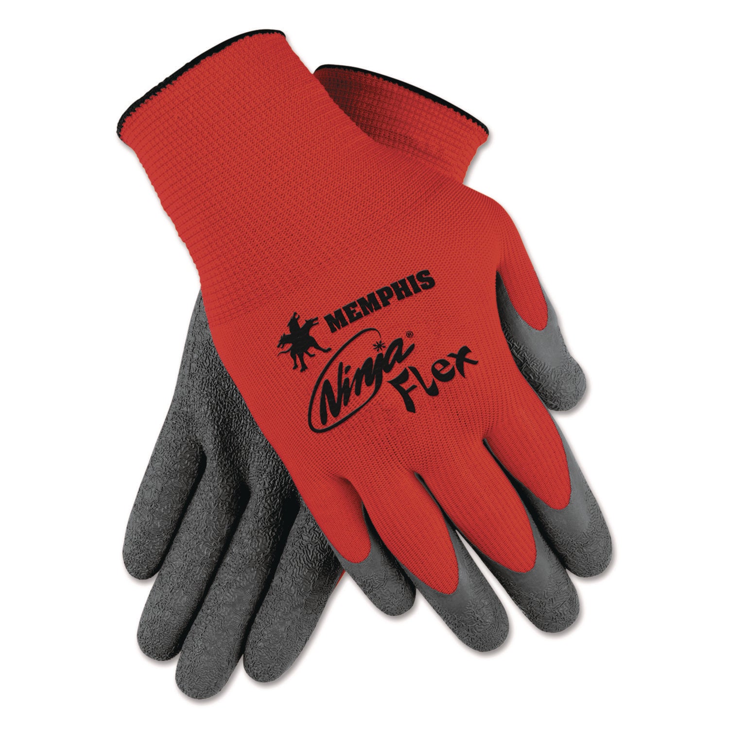 MCR™ Safety Ninja Flex Latex Coated Palm Gloves N9680, Medium, Red/Gray, Dozen