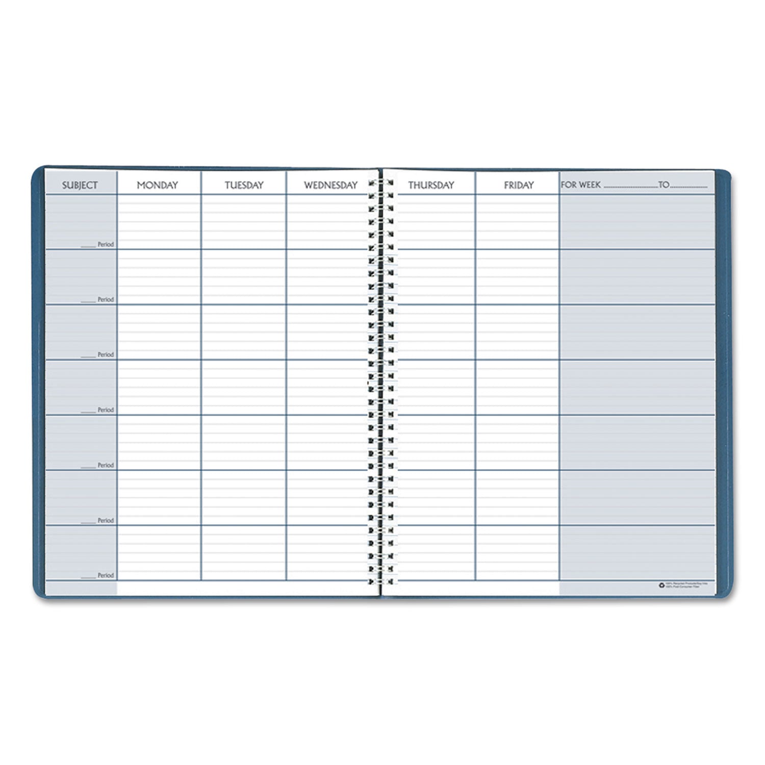 House of Doolittle™ Recycled Teacher's Planner, Weekly, Two-Page Spread (seven Classes), 11 X 8.5, Blue Cover
