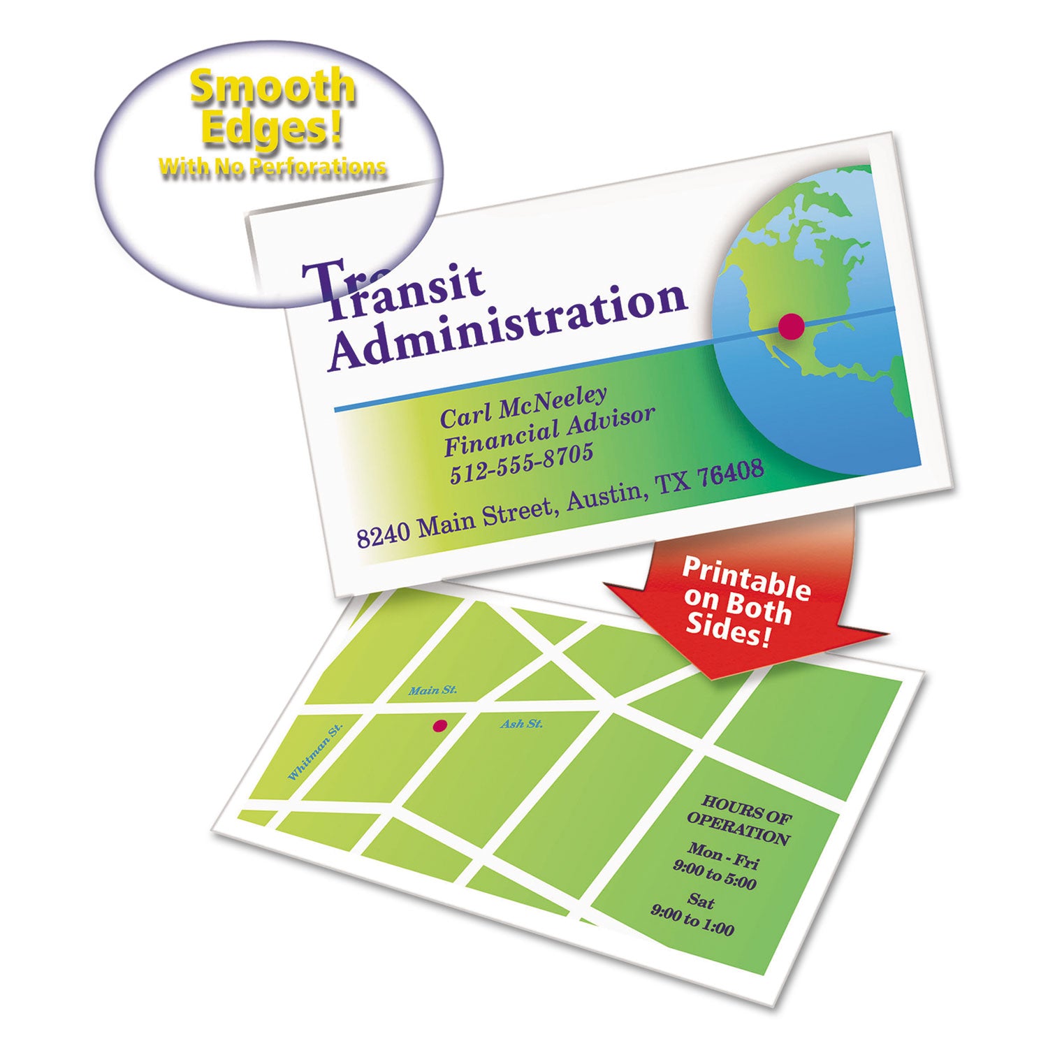 Avery® True Print Clean Edge Business Cards, Inkjet, 2 X 3.5, White, 1,000 Cards, 10 Cards/sheet, 100 Sheets/box