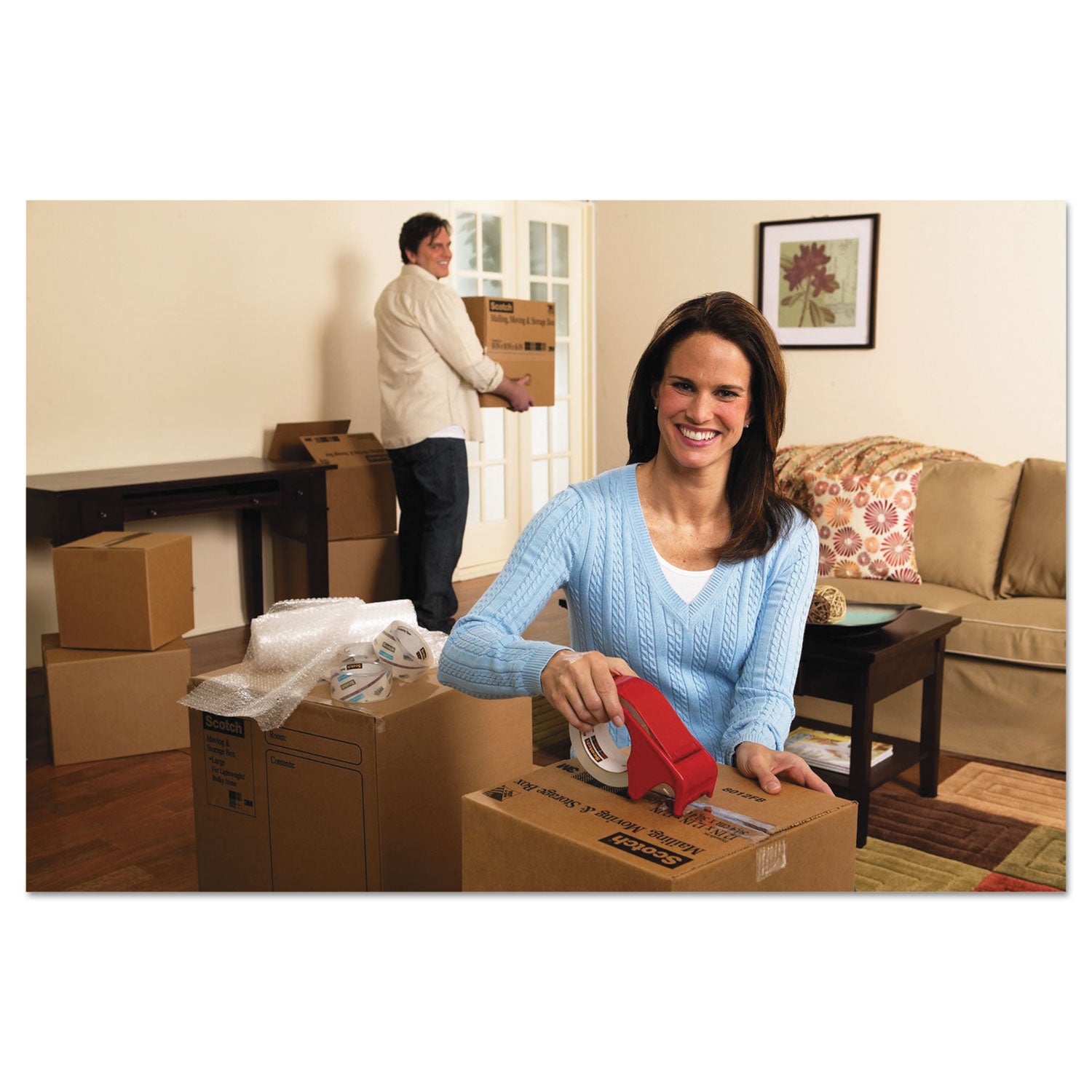 Scotch® 3850 Heavy-Duty Packaging Tape With Dp300 Dispenser, 3" Core, 1.88" X 54.6 Yds, Clear, 6/pack