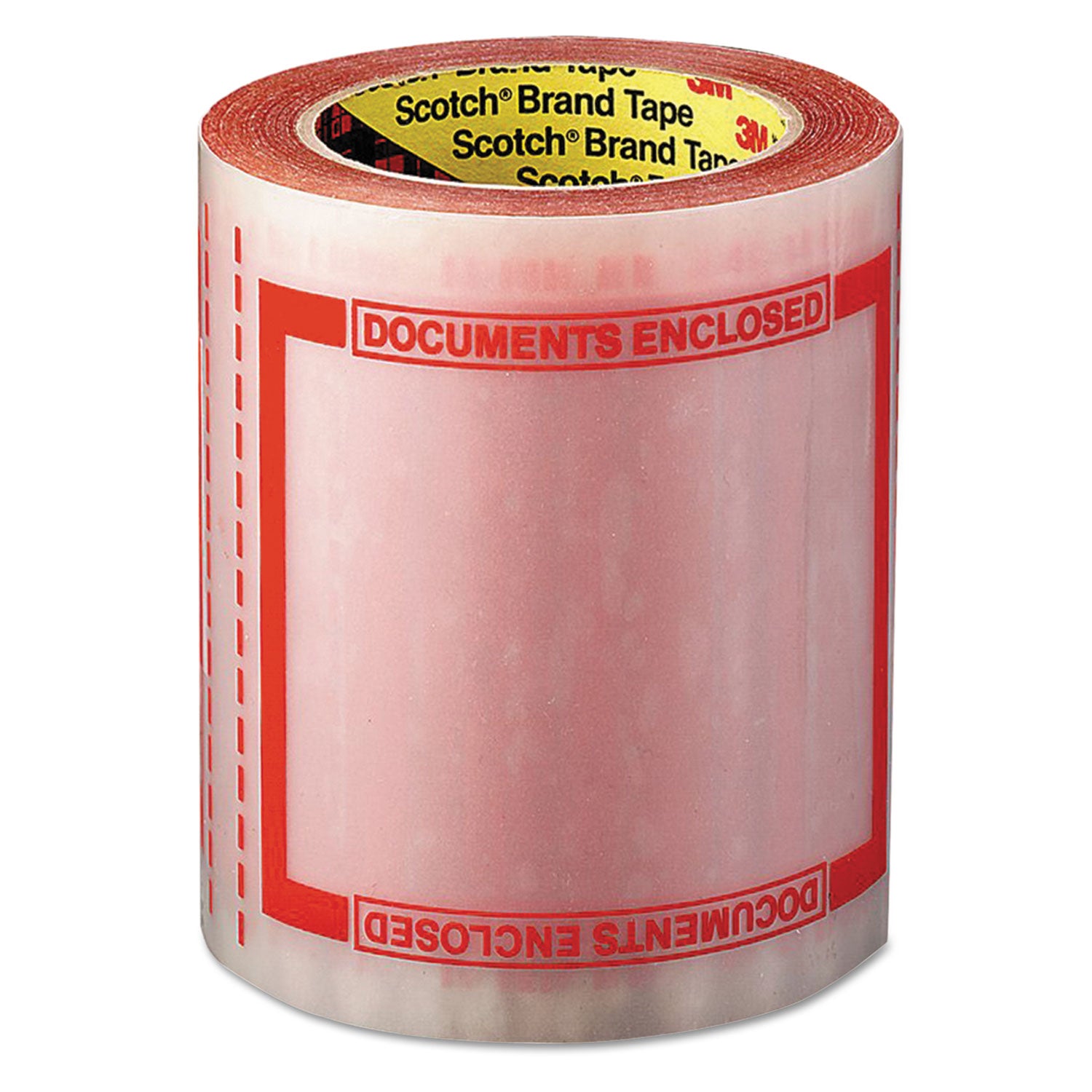 Scotch® Pouch Tape, 3" Core, 5" X 6", Transparent, Orange Border