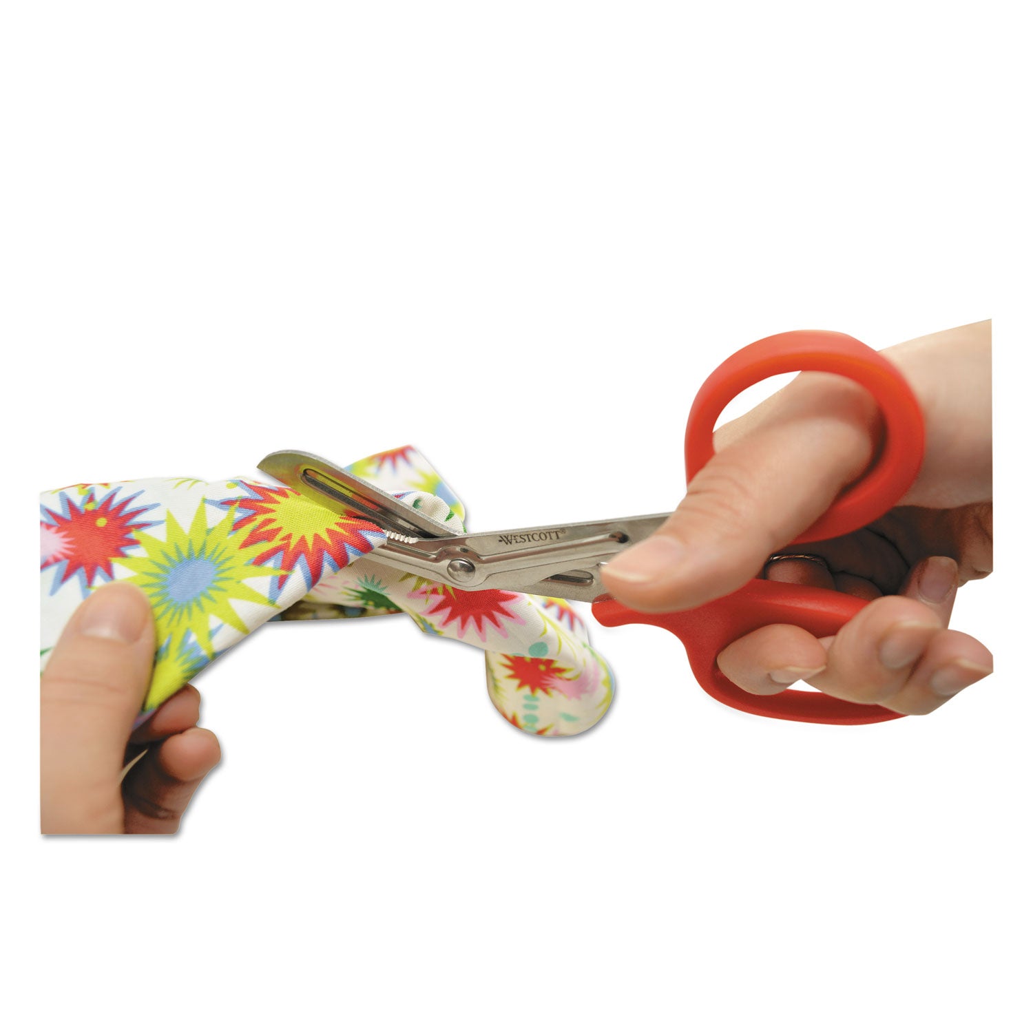 Westcott® Stainless Steel Office Snips, 7" Long, 1.75" Cut Length, Crane-Style Red Handle