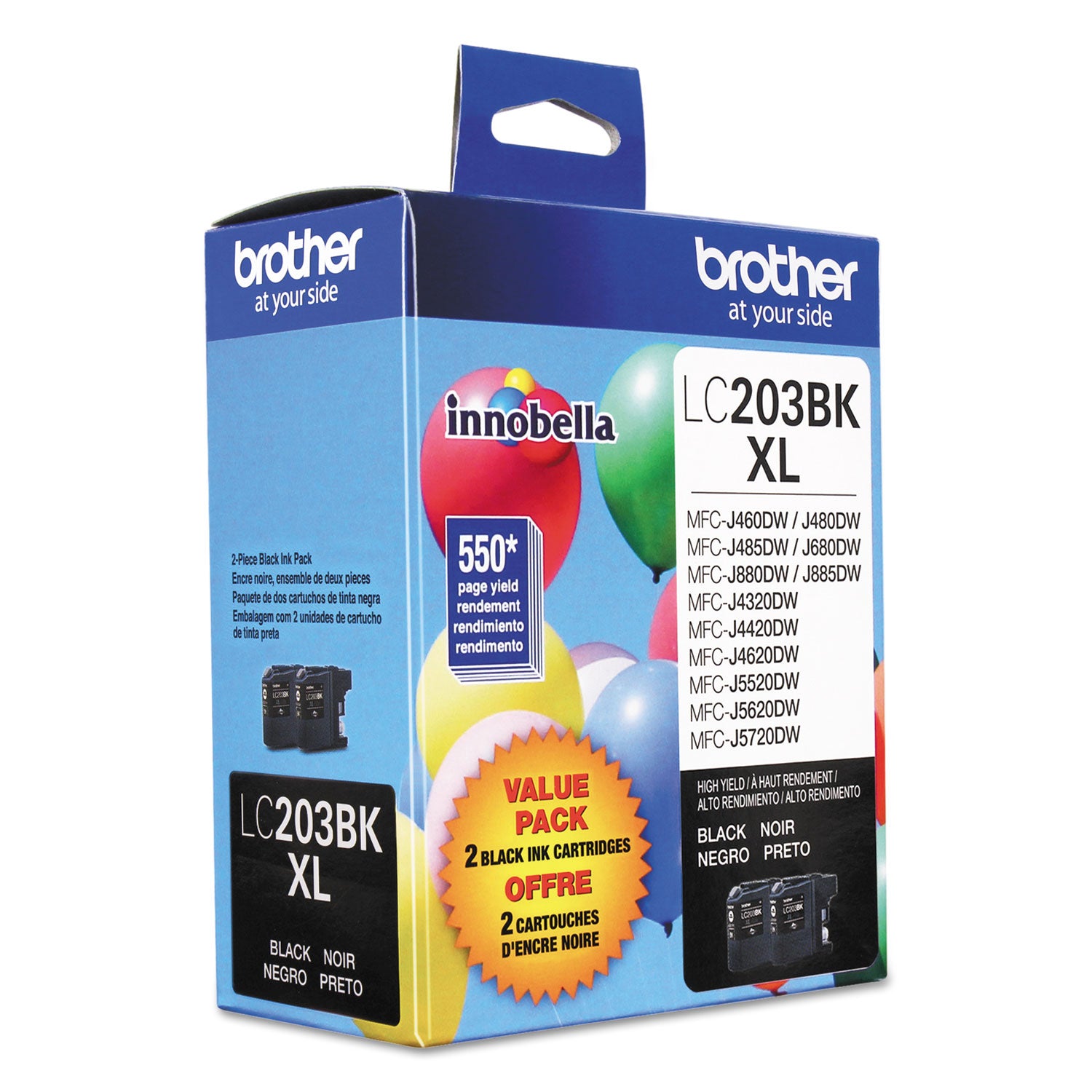 Brother Lc2032pks Innobella High-Yield Ink, 550 Page-Yield, Black, 2/pack
