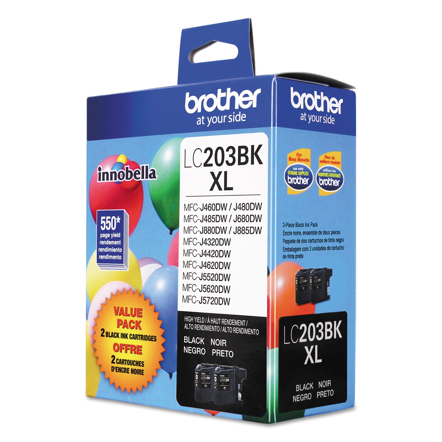 Brother Lc2032pks Innobella High-Yield Ink, 550 Page-Yield, Black, 2/pack