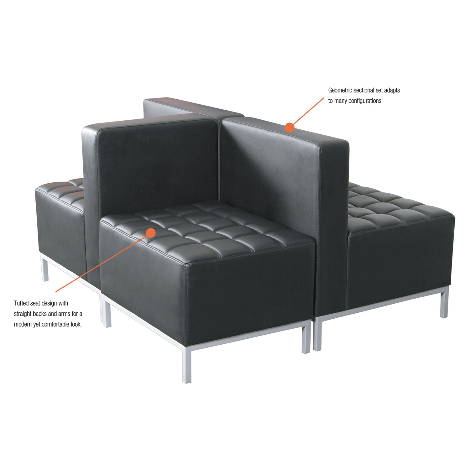 Alera® Alera QUB Series Ottoman, 26.38" x 21.5" x 17.5", Black