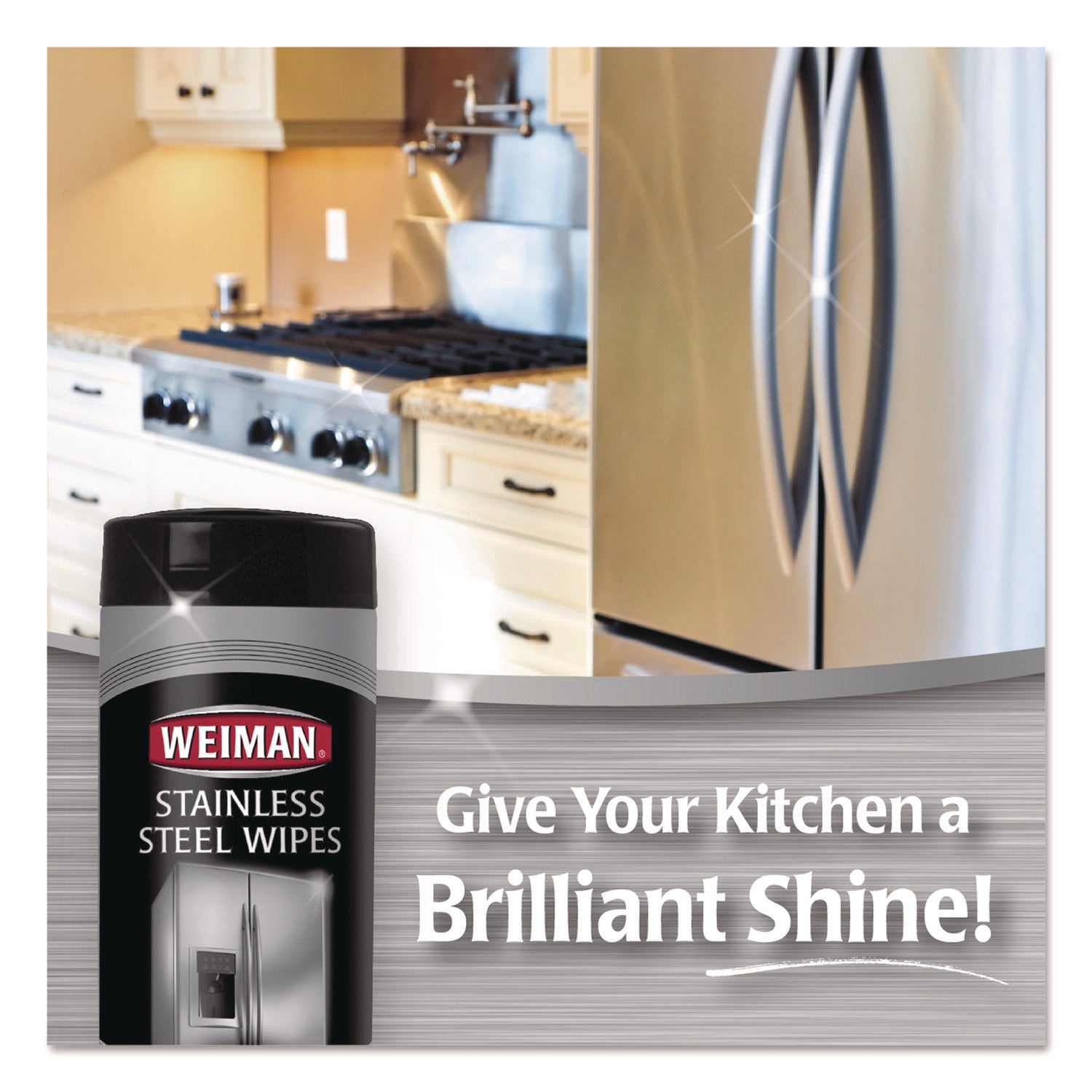 WEIMAN® Stainless Steel Wipes, 1-Ply, 7 x 8, White, 30/Canister