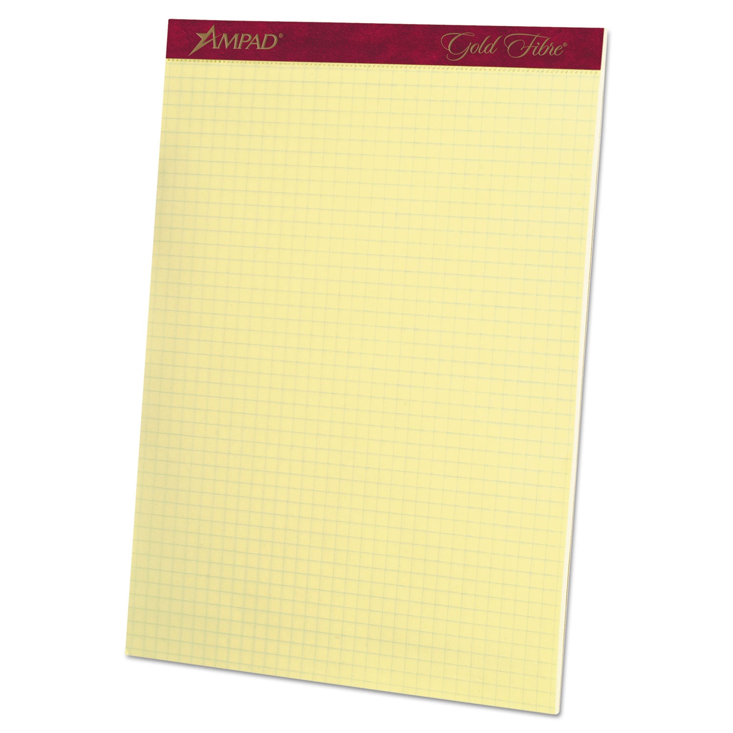 Ampad® Gold Fibre Canary Quadrille Pads, Stapled With Perforated Sheets, Quadrille Rule (4 Sq/in), 50 Canary 8.5 X 11.75 Sheets