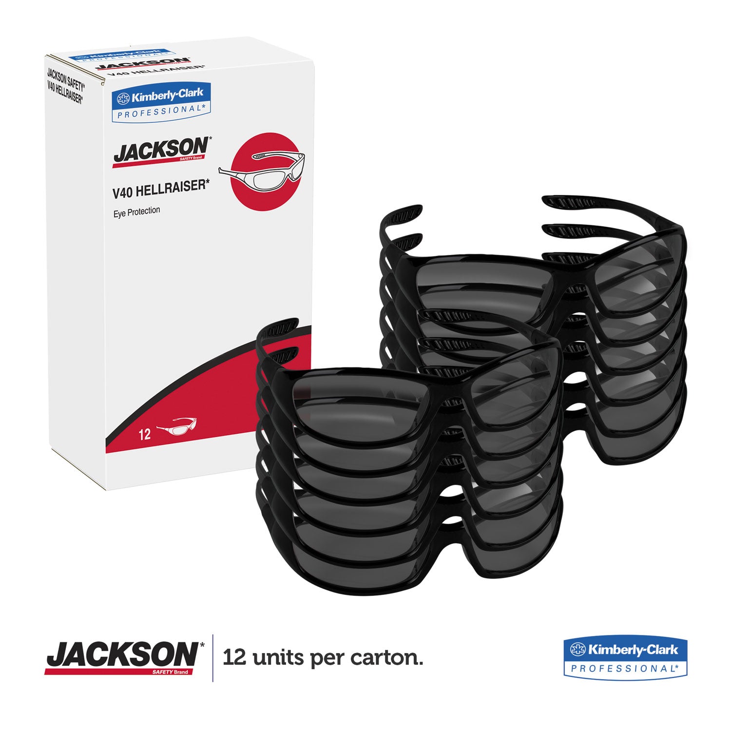 KleenGuard™ V40 HellRaiser Safety Glasses, Black Frame, Smoke Lens