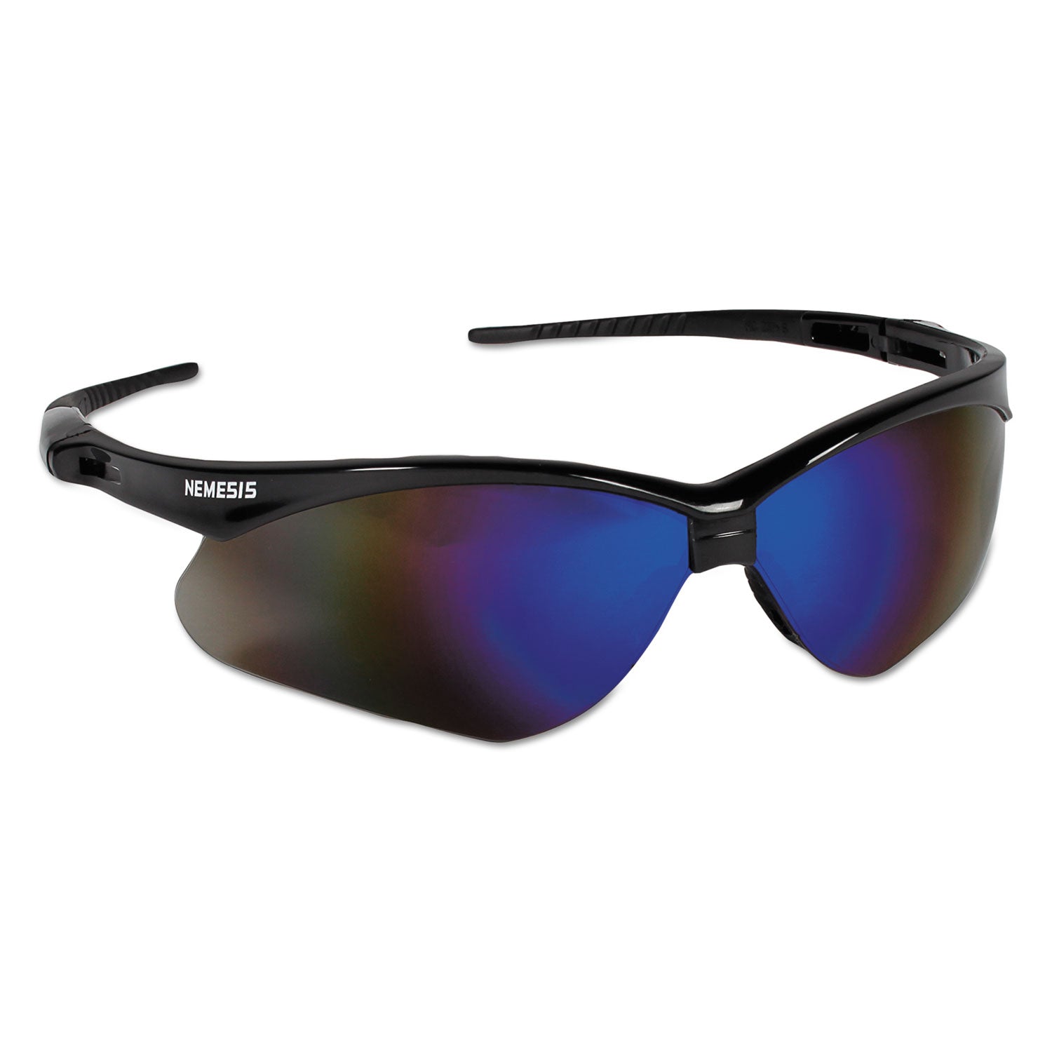 KleenGuard™ Nemesis Safety Glasses, Black Frame, Blue Mirror Lens