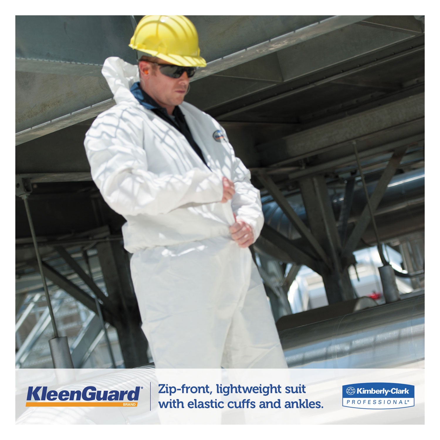 KleenGuard™ A35 Liquid and Particle Protection Coveralls, Zipper Front, Hooded, Elastic Wrists and Ankles, Large, White, 25/Carton