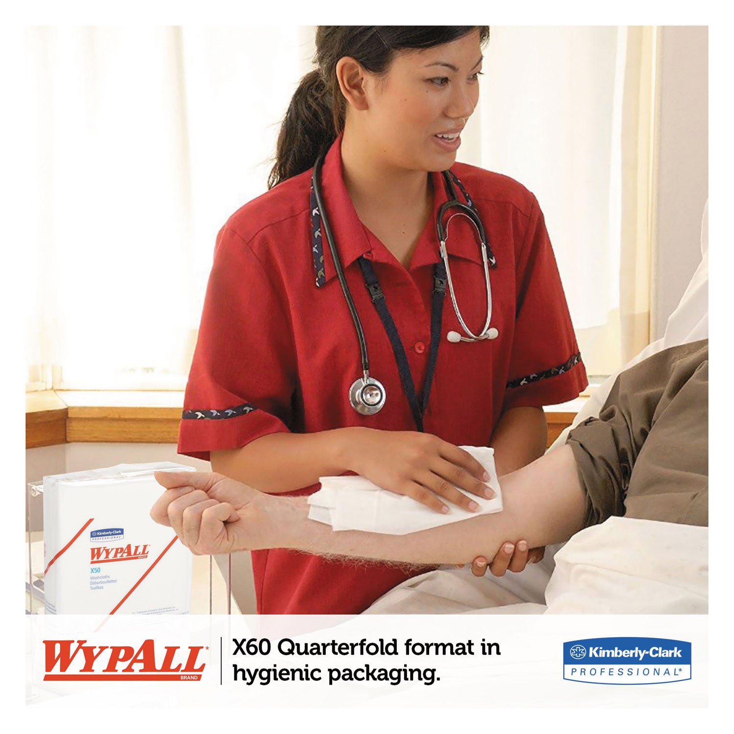 WypAll® X50 Cloths, 1/4 Fold, 12.5 x 10, White, 26/Pack, 32 Packs/Carton