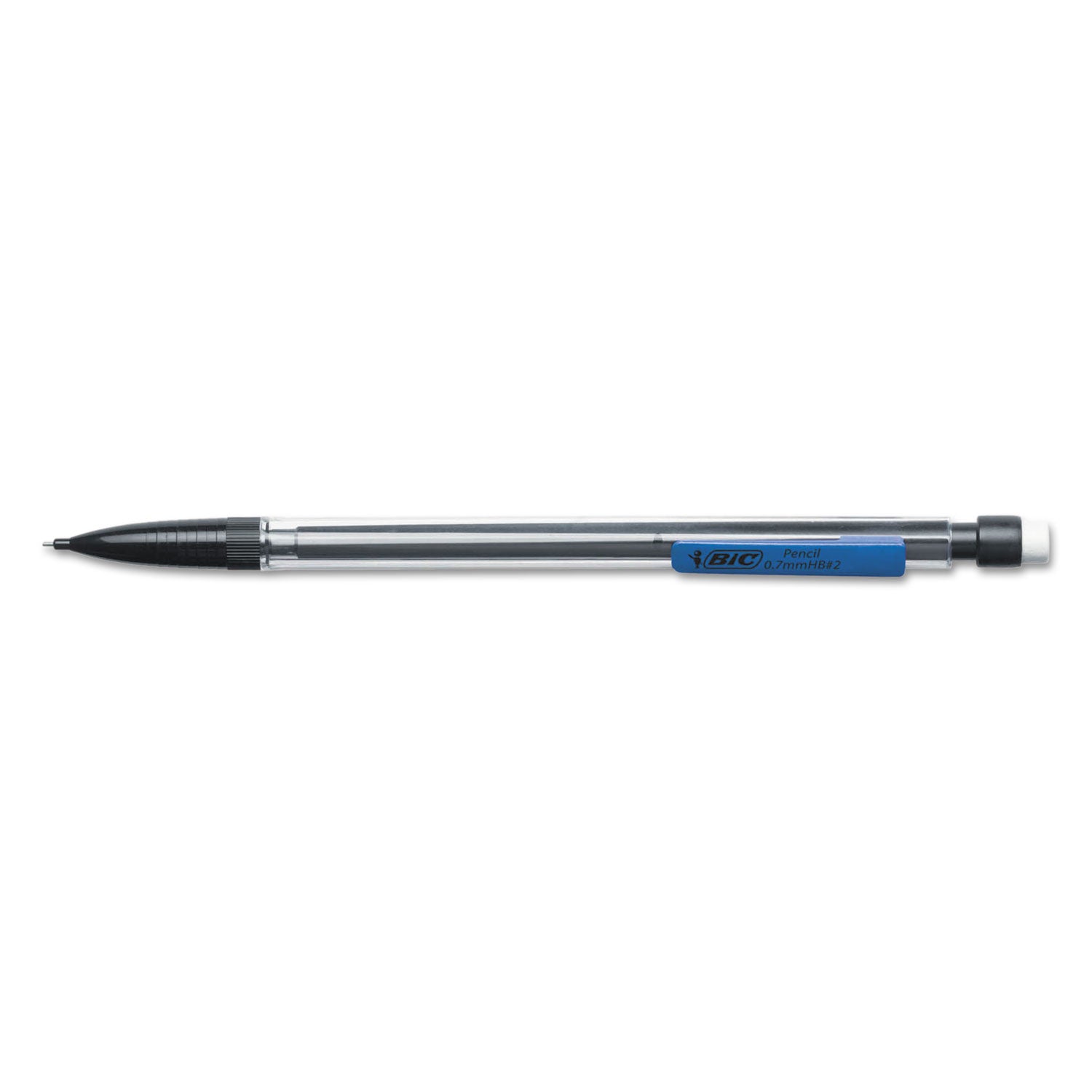BIC® Xtra Smooth Mechanical Pencils with Tube of Lead, 0.7 mm, HB (#2), Black Lead, Clear Barrel, Dozen