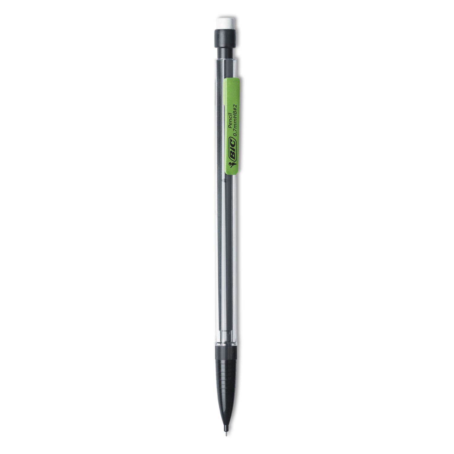 BIC® Xtra Smooth Mechanical Pencils with Tube of Lead, 0.7 mm, HB (#2), Black Lead, Clear Barrel, Dozen
