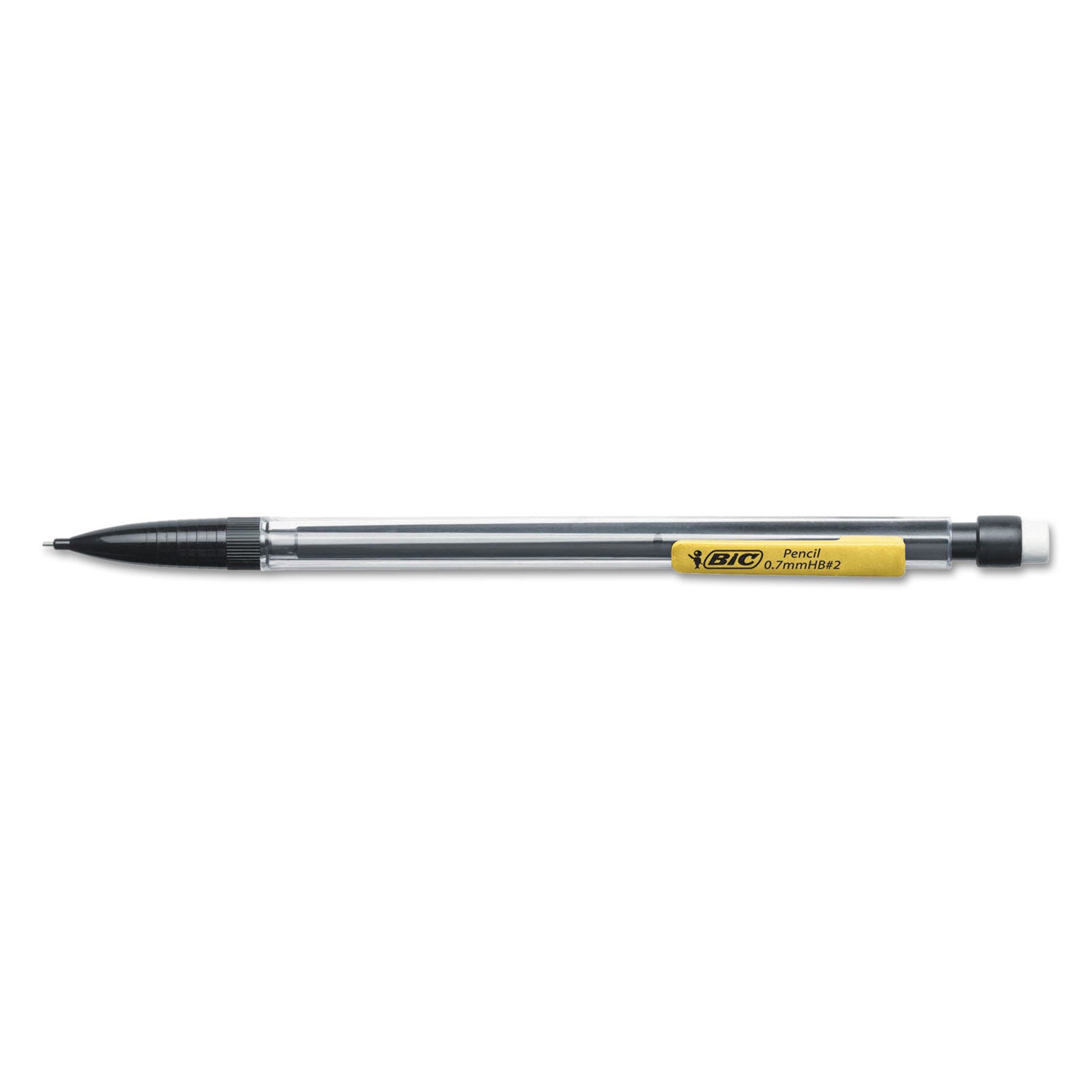 BIC® Xtra Smooth Mechanical Pencils with Tube of Lead, 0.7 mm, HB (#2), Black Lead, Clear Barrel, Dozen