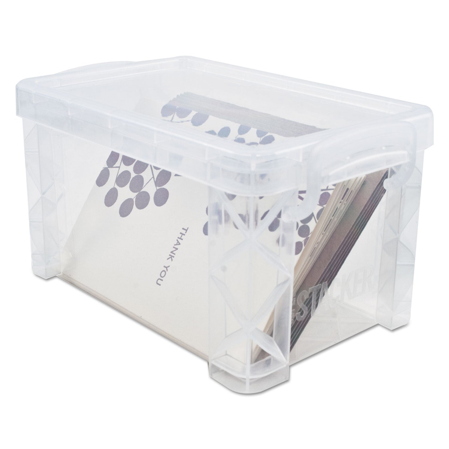 Advantus Super Stacker Storage Boxes, Holds 500 4 X 6 Cards, 7.25 X 5 X 4.75, Plastic, Clear
