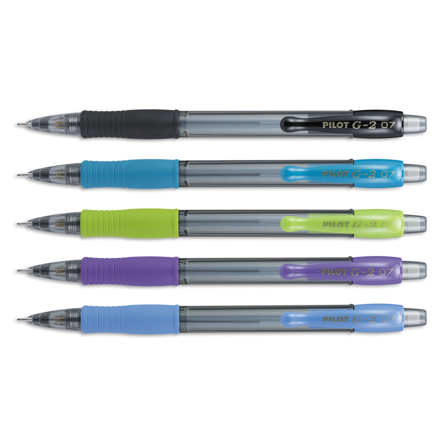 Pilot® G2 Mechanical Pencil, 0.7 mm, HB (#2), Black Lead, Assorted Barrel Colors, 5/Pack