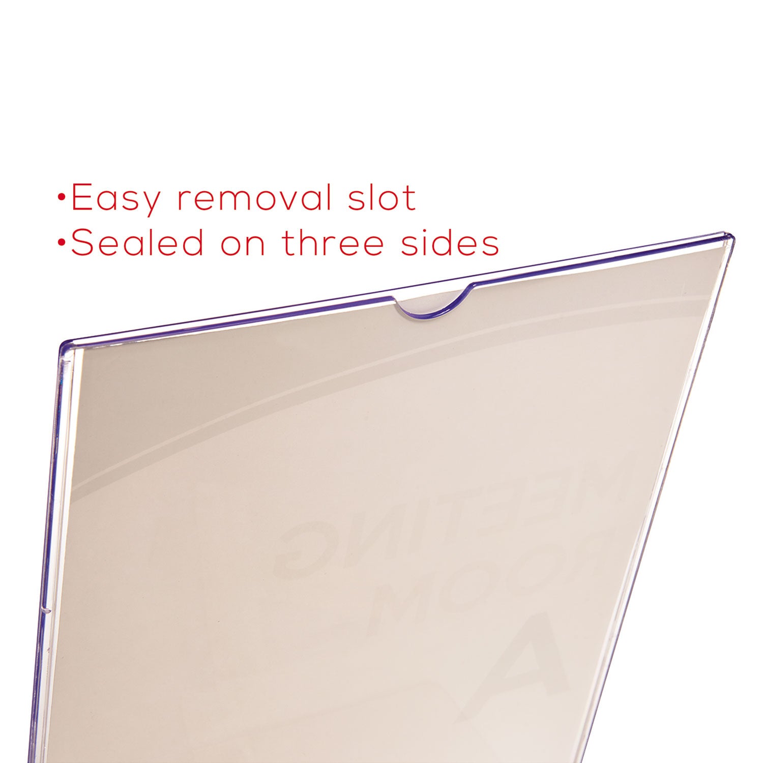 deflecto® Superior Image Slanted Sign Holder With Side Pocket, 13.5w X 4.25d X 10.88h, Clear