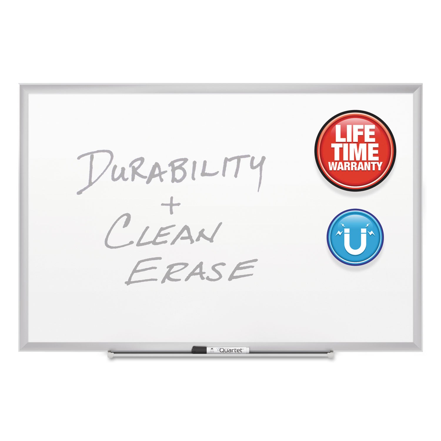 Quartet® Classic Series Porcelain Magnetic Dry Erase Board, 96" x 48", White Surface, Satin Aluminum Frame