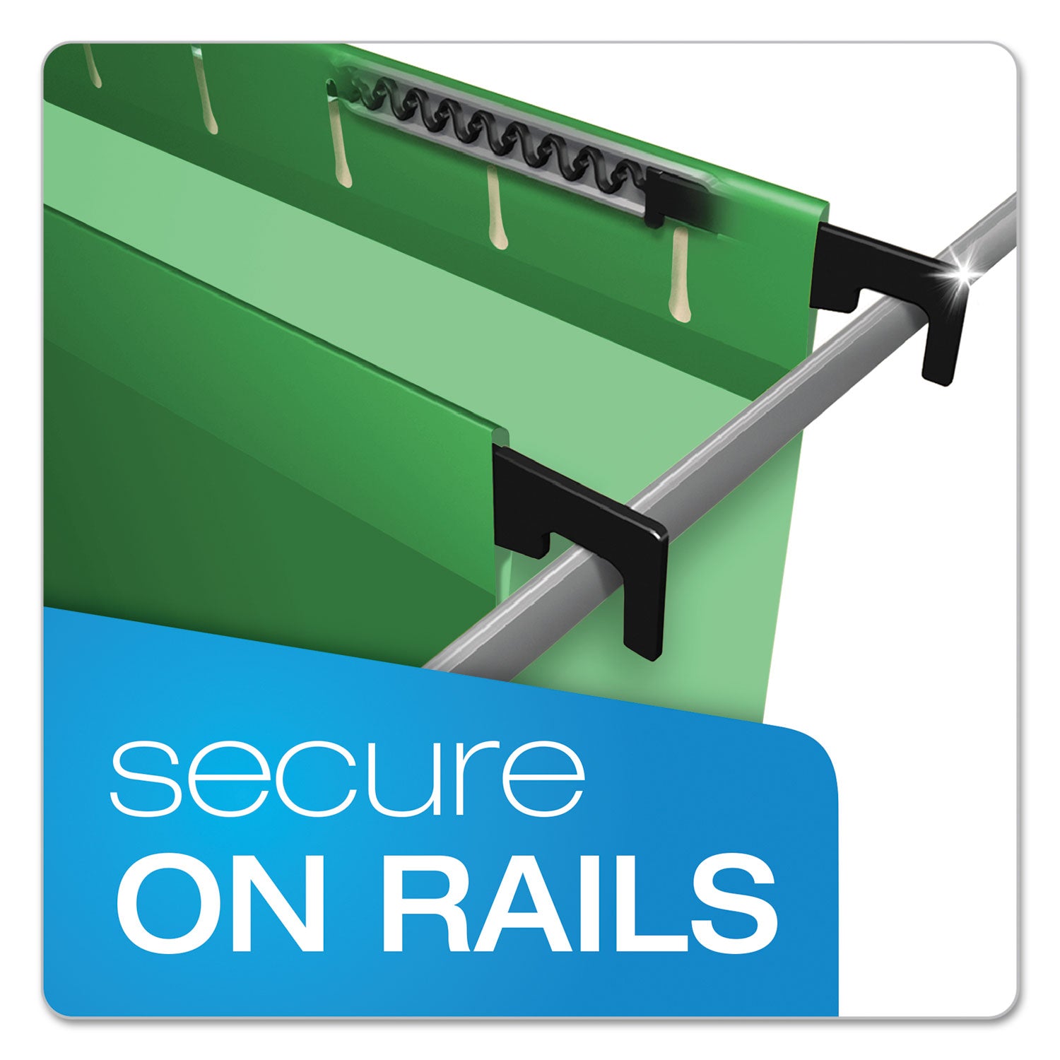 Pendaflex® SureHook Hanging Folders, Letter Size, 1/5-Cut Tabs, Bright Green, 20/Box