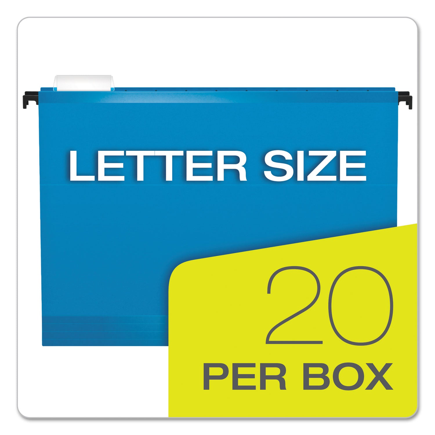 Pendaflex® SureHook Hanging Folders, Letter Size, 1/5-Cut Tabs, Blue, 20/Box