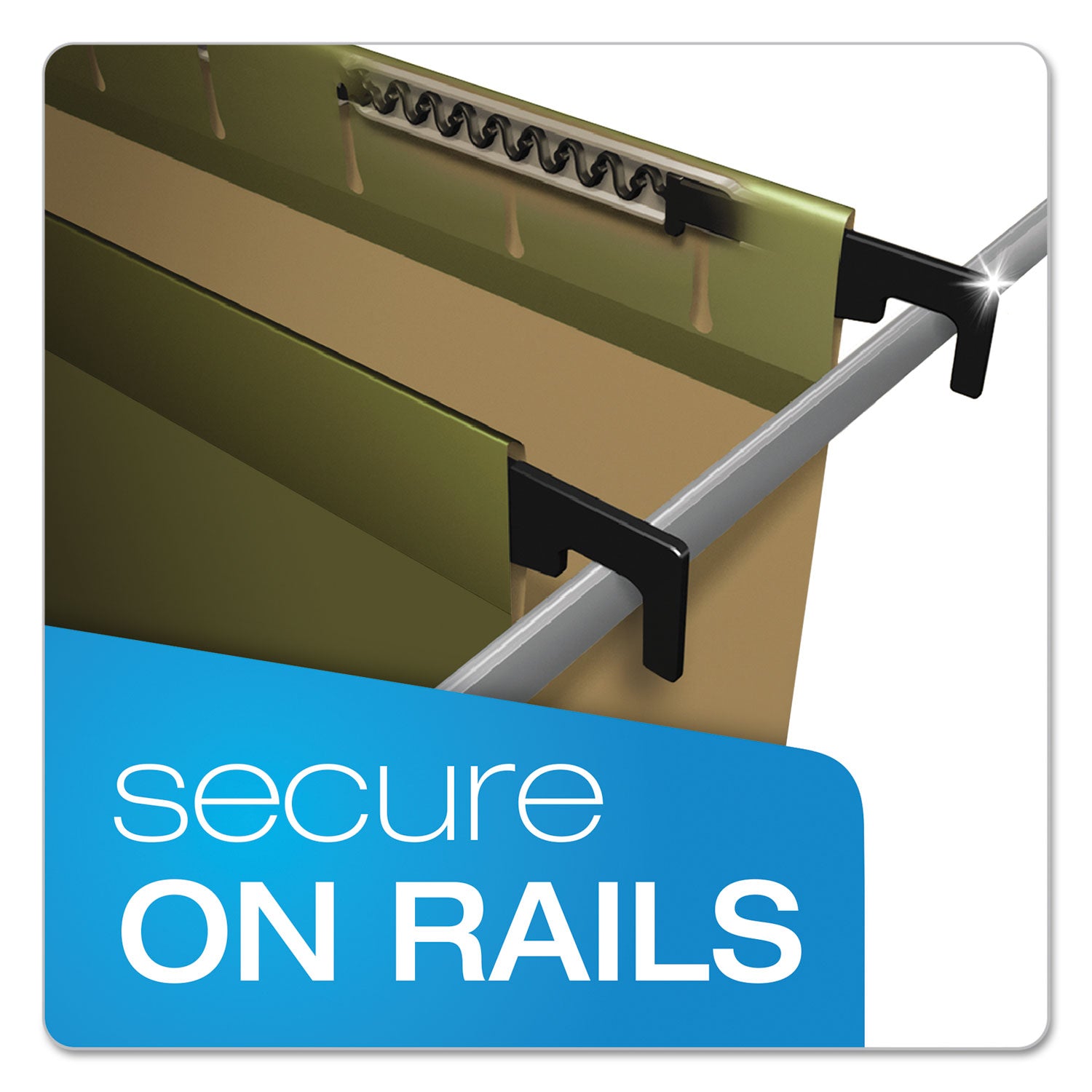 Pendaflex® Extra-Capacity SureHook Hanging Folders, 2" Capacity, Letter Size, 1/5-Cut Tabs, Standard Green, 20/Box