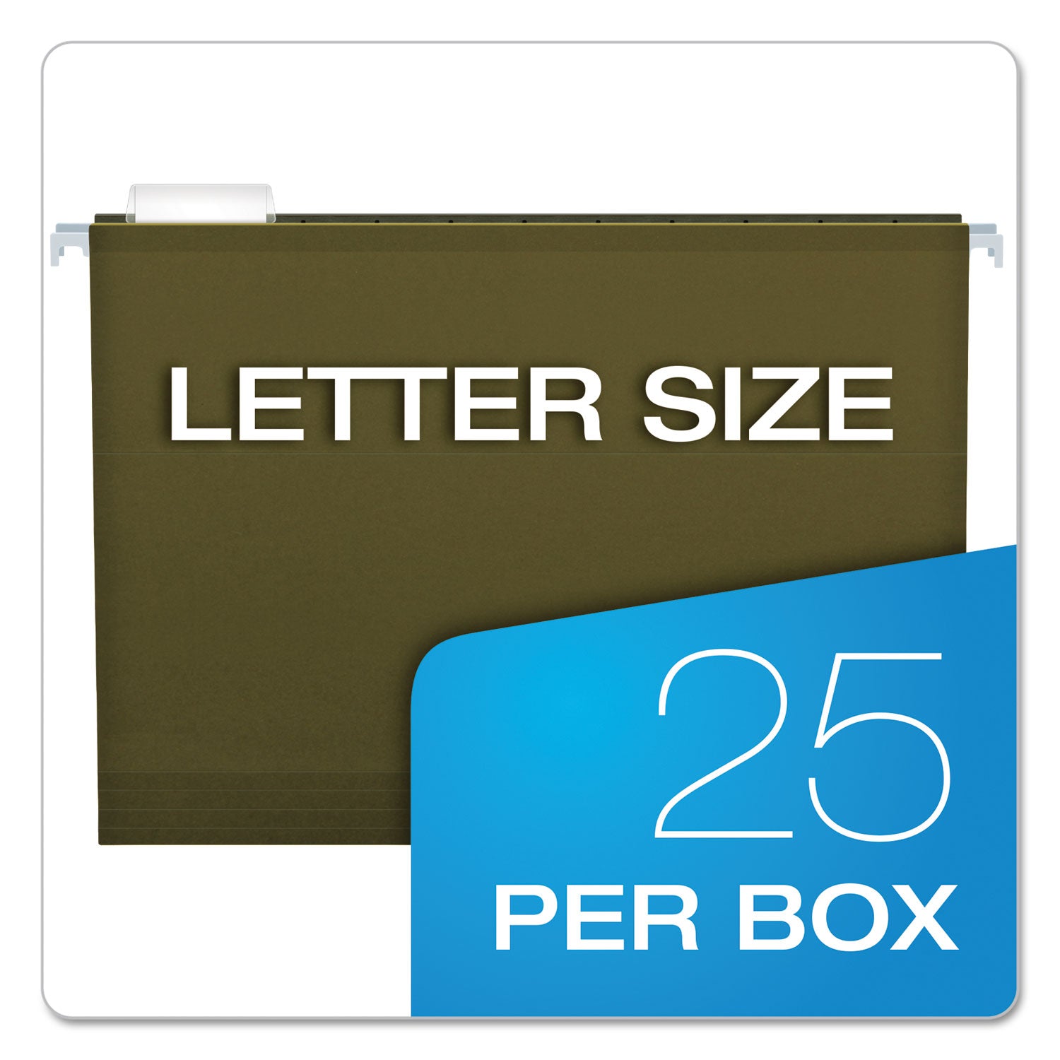 Pendaflex® Extra Capacity Reinforced Hanging File Folders with Box Bottom, 2" Capacity, Letter Size, 1/5-Cut Tabs, Green, 25/Box