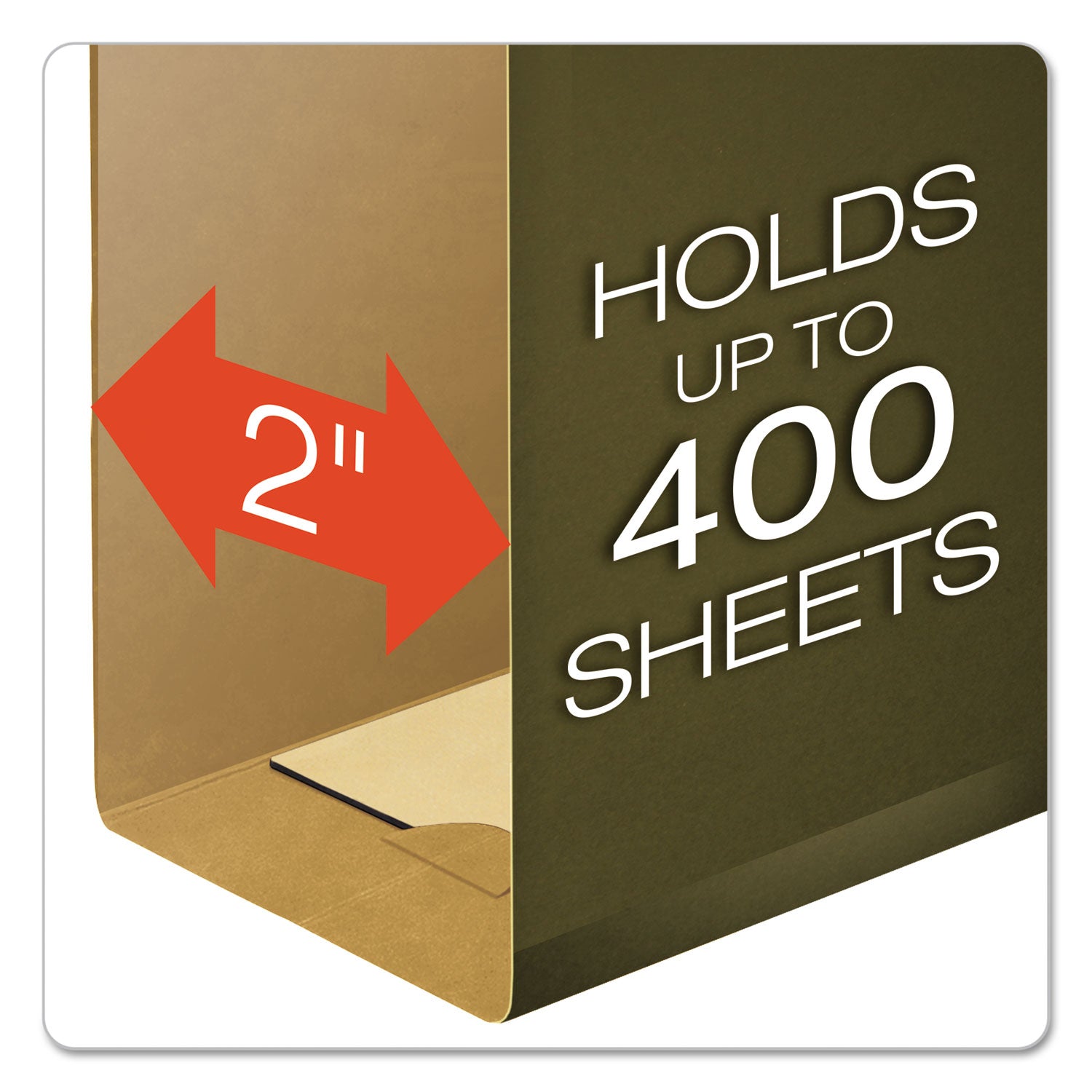 Pendaflex® Extra Capacity Reinforced Hanging File Folders with Box Bottom, 2" Capacity, Legal Size, 1/5-Cut Tabs, Green, 25/Box